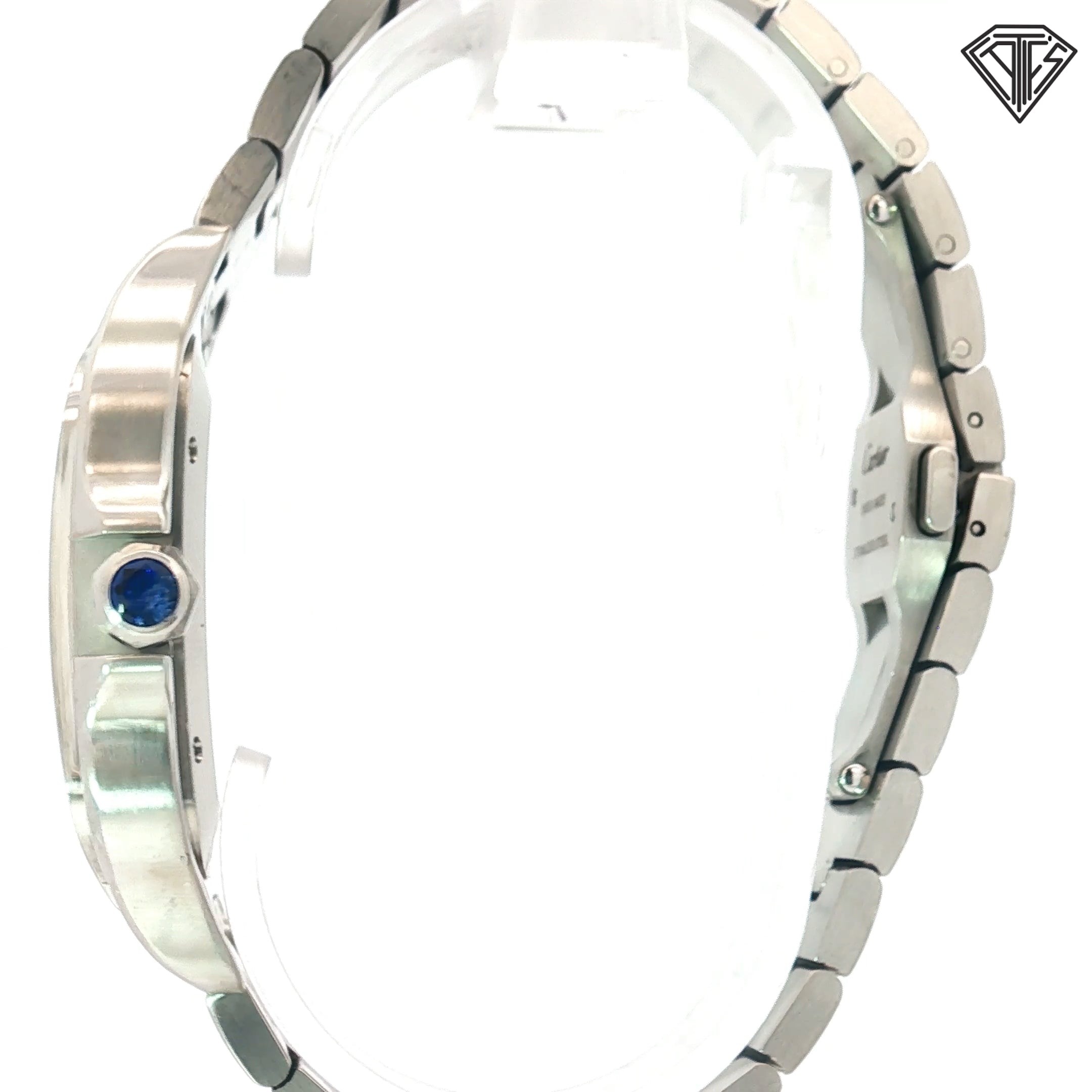 Pre-Owned Cartier Santos De Cartier Ref#4072 / Case and Bracelet Stainless Steel / Automatic/ Blue Dial / Roman Numerals/ 39.8mm
