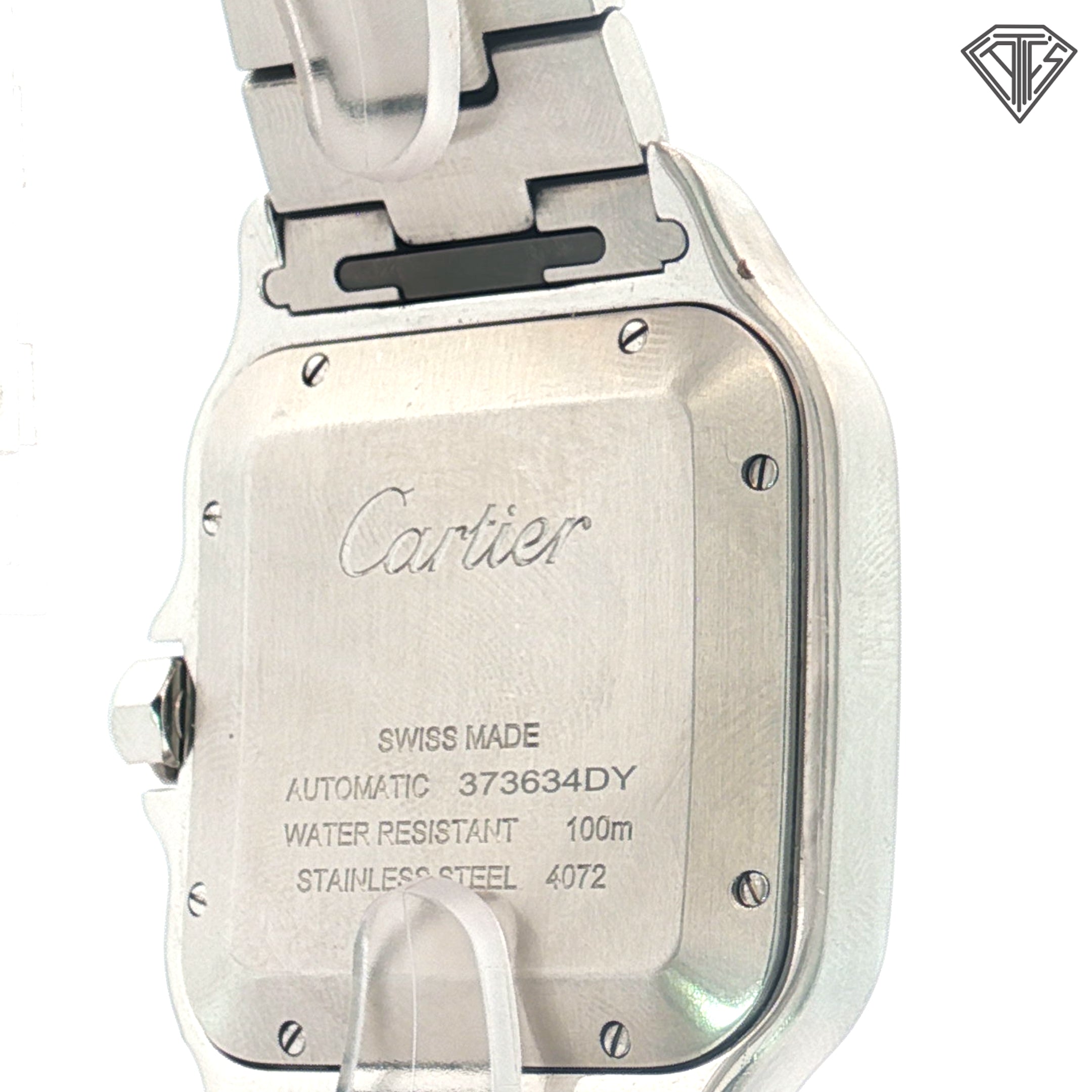 Pre-Owned Cartier Santos De Cartier Ref#4072 / Case and Bracelet Stainless Steel / Automatic/ Blue Dial / Roman Numerals/ 39.8mm