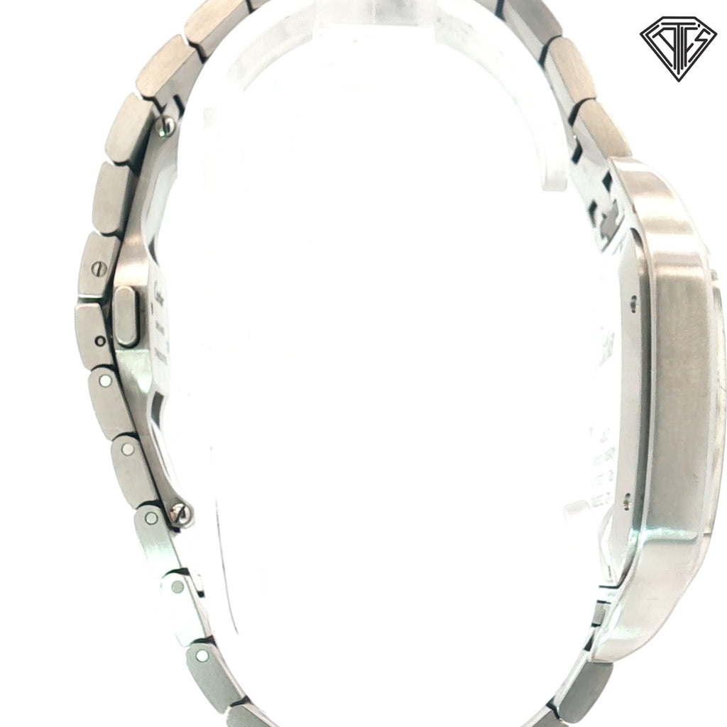 Pre-Owned Cartier Santos De Cartier Ref#4072 / Case and Bracelet Stainless Steel / Automatic/ Blue Dial / Roman Numerals/ 39.8mm