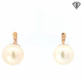 14k Yellow Gold Large Cultured Fresh Water Pearl Lever Back Earrings Vintage 15 mm 13.3 gram