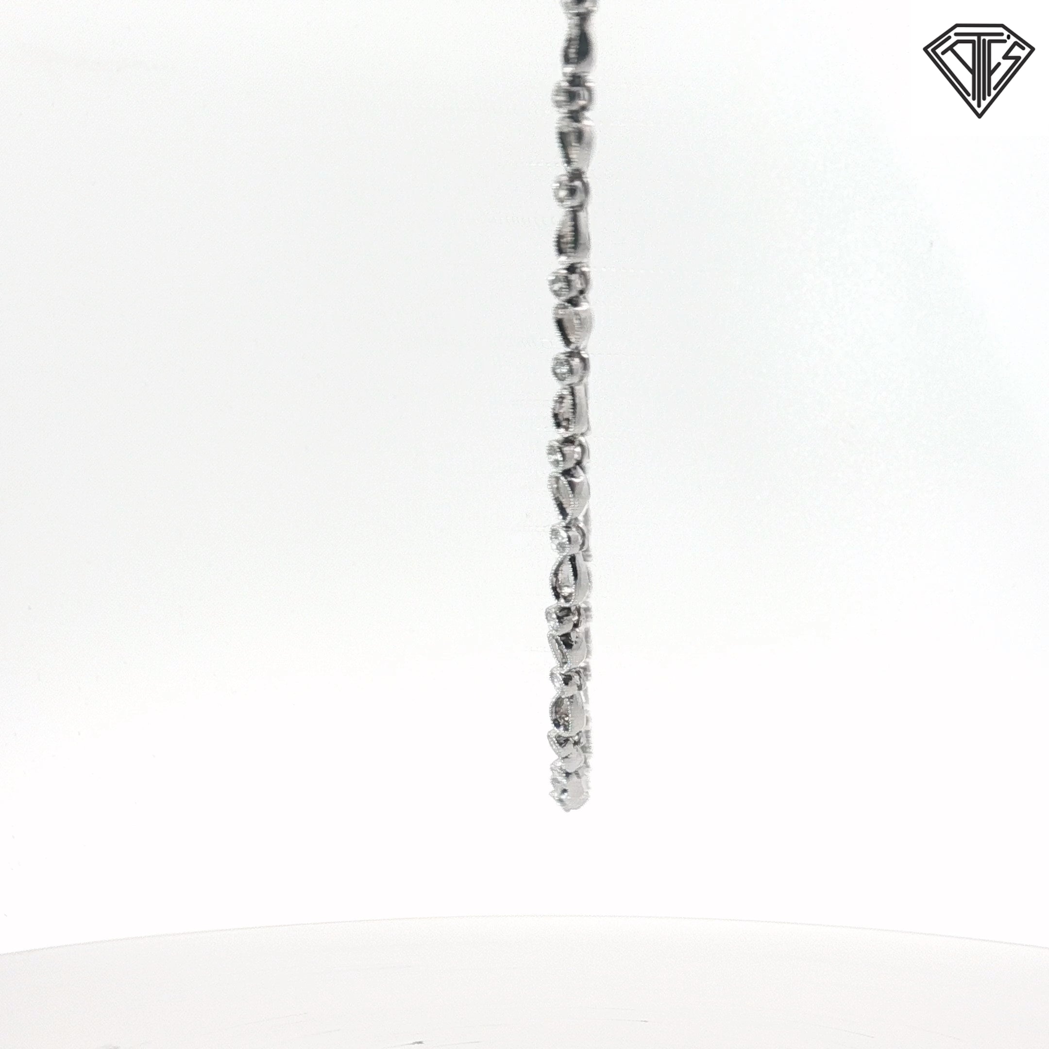 18k White Gold 2.00ct F VS2 Round Diamond Ribbon Design Necklace 16 Gram 18"inch