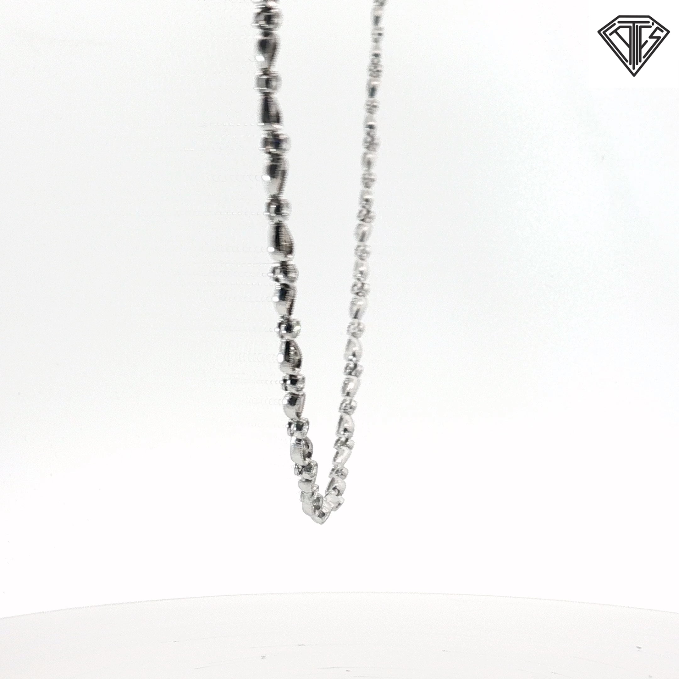 18k White Gold 2.00ct F VS2 Round Diamond Ribbon Design Necklace 16 Gram 18"inch