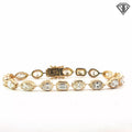 14k Yellow Gold 9.95ct H/ I/ J VS2 Oval, Marquise and Emerald Cut Diamond Total of (18) Stones Bracelet  7"inch Certified By GIA #2171641727 / GIA# 6177641720