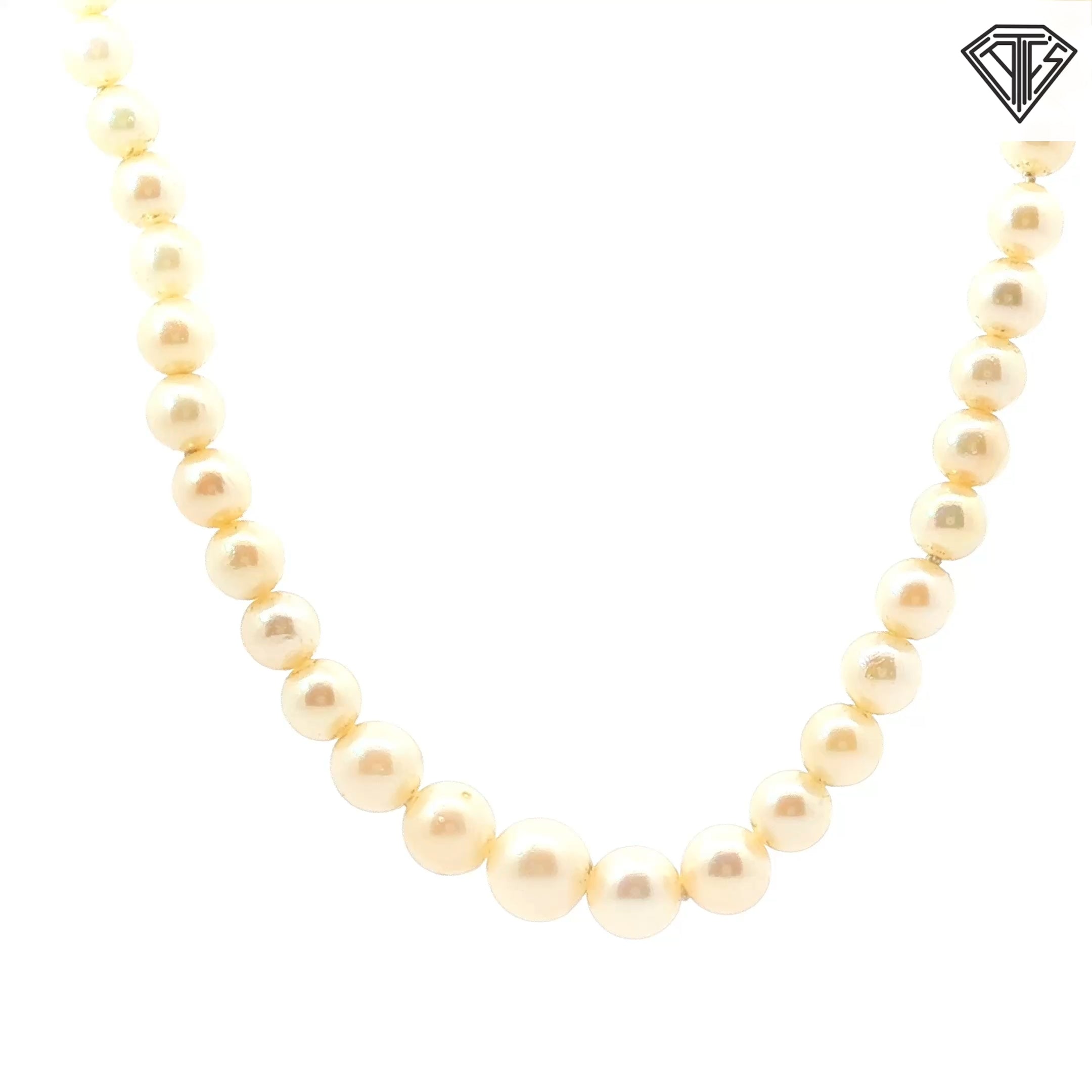 14k White Gold Graduated Salt Water Cultured 3-7 mm Necklace 18"inch
