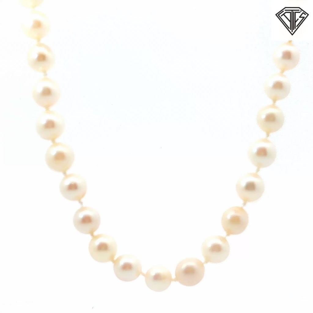 14k White Gold Fresh Water Cultured 7mm  Pearl Choker Necklace 15"inch