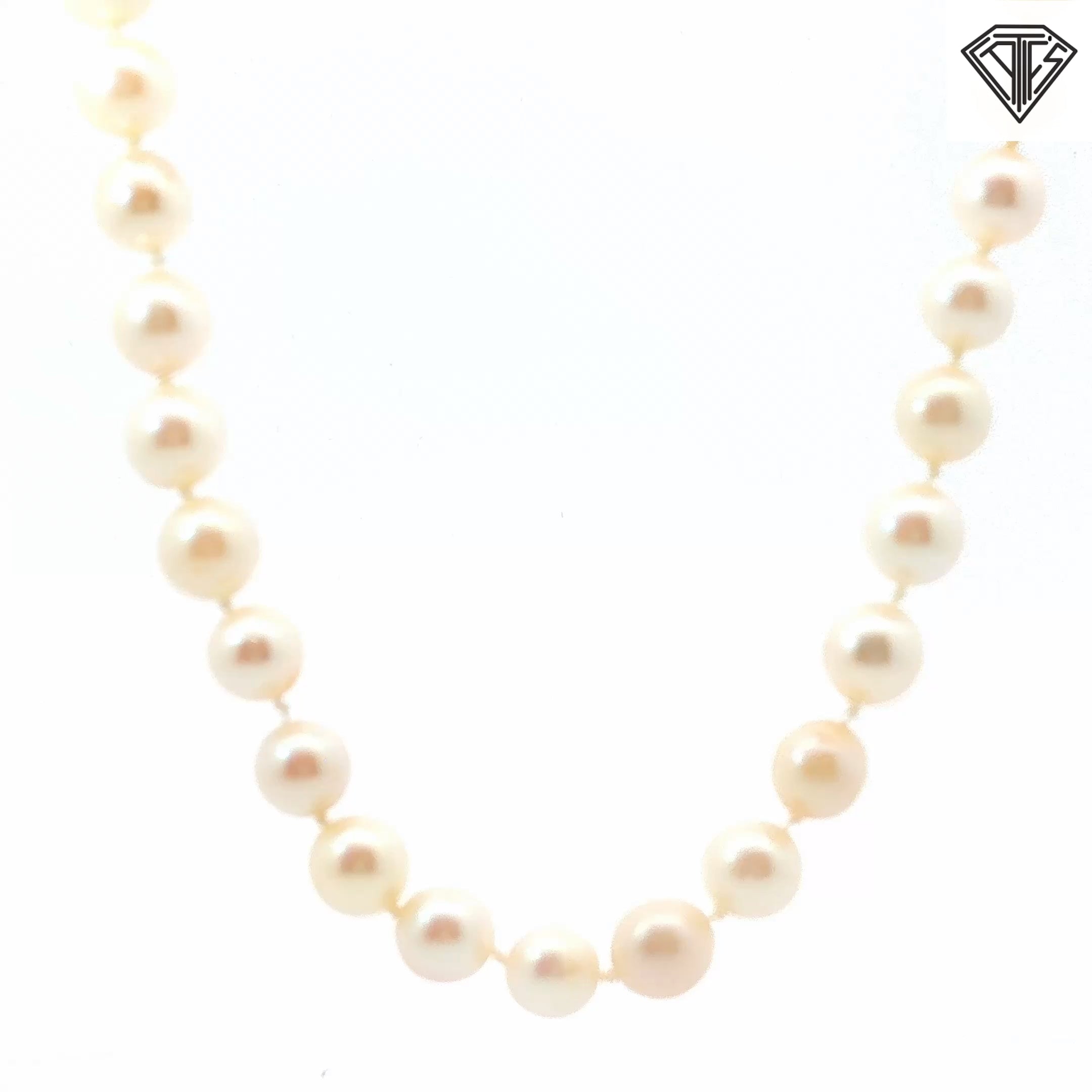 14k White Gold Fresh Water Cultured 7mm  Pearl Choker Necklace 15"inch
