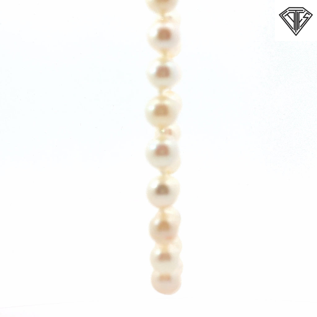 14k White Gold Fresh Water Cultured 7mm  Pearl Choker Necklace 15"inch