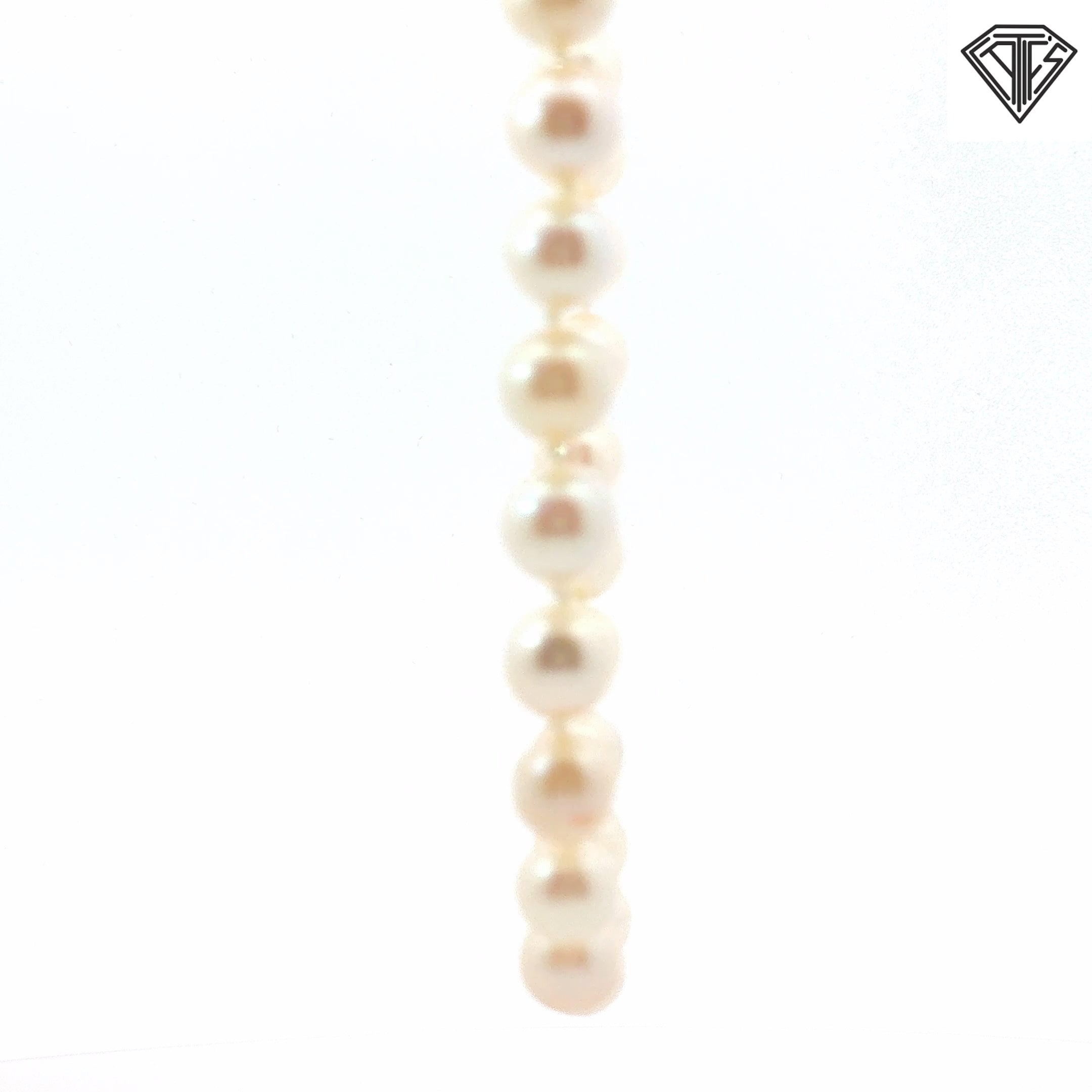 14k White Gold Fresh Water Cultured 7mm  Pearl Choker Necklace 15"inch
