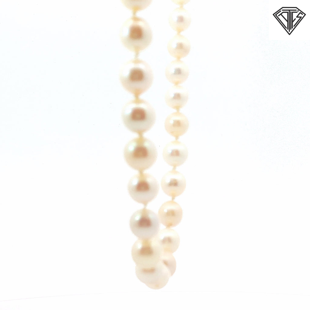 14k White Gold Fresh Water Cultured 7mm  Pearl Choker Necklace 15"inch