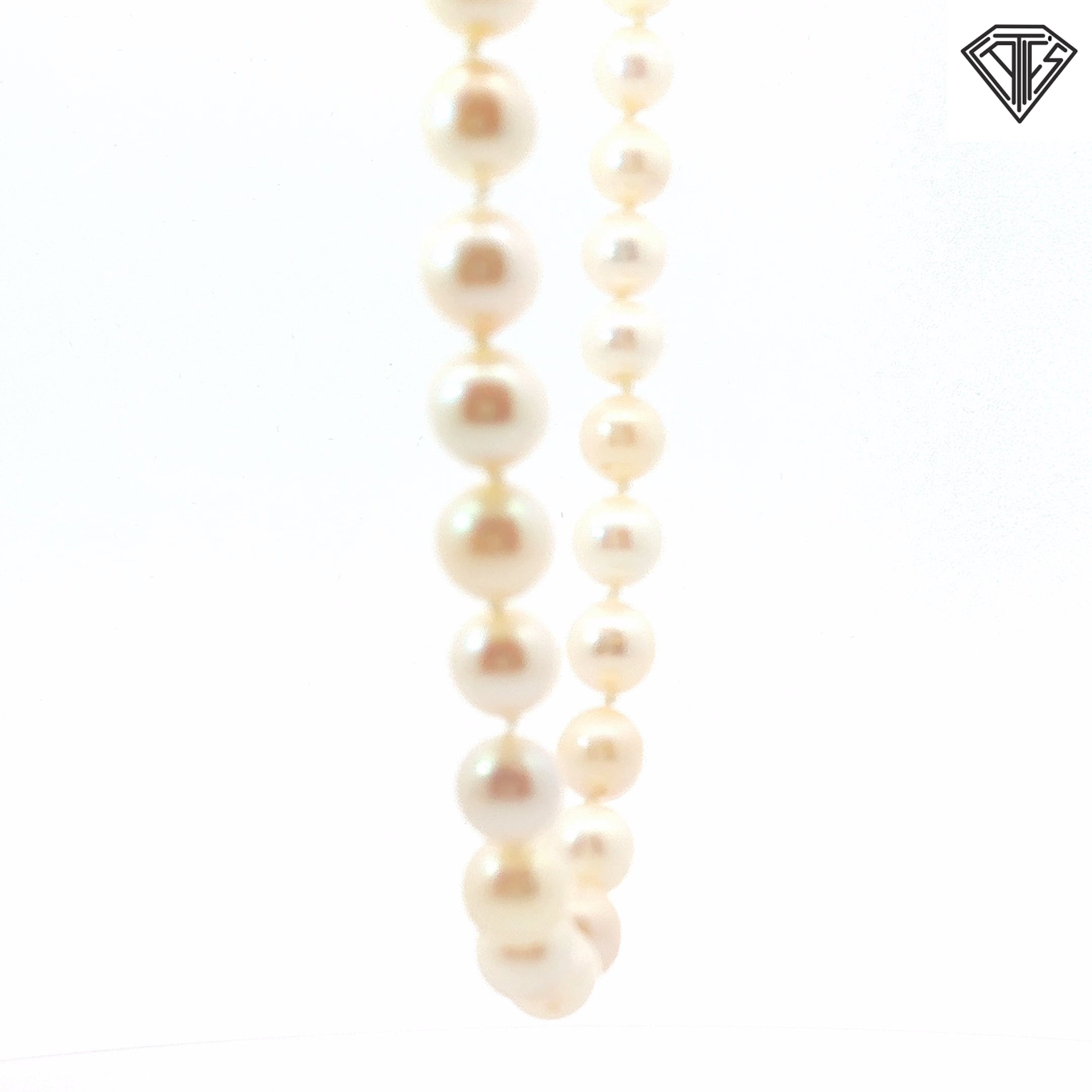 14k White Gold Fresh Water Cultured 7mm  Pearl Choker Necklace 15"inch