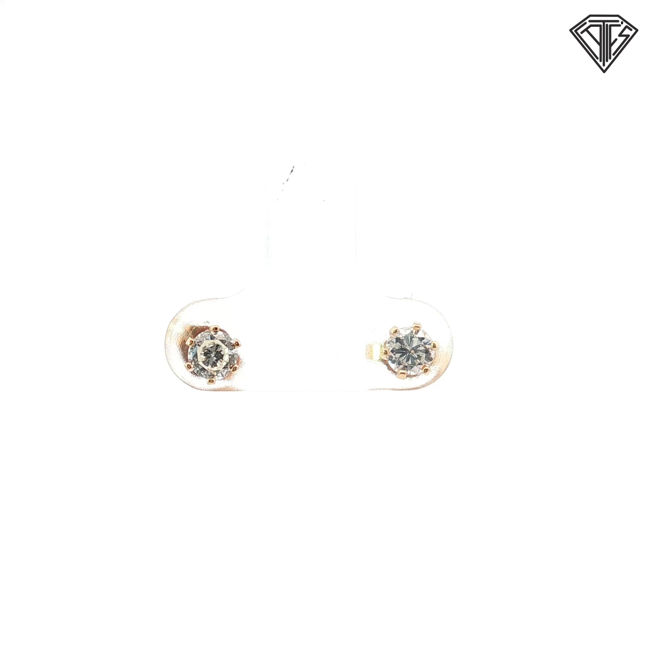 14k Yellow Gold .50ct G SI1 Round 6 Prong Vintage Diamond Stud Earrings