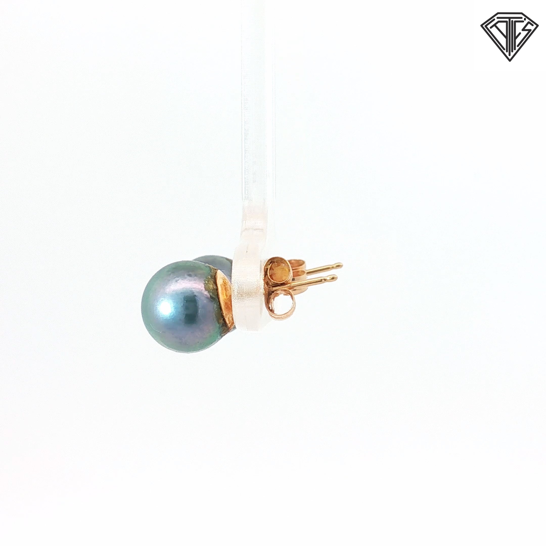 14k Yellow Gold Cultured Silver Tahitian Pearl 8mm Stud Earrings