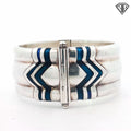 Pre-Loved Wide Sterling Silver, with Blue Enamel Gucci Bangle