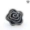 18k White Gold 1.50ct G VS2 Round Diamond /2.75ct Black Diamond Rose Ring Size 5