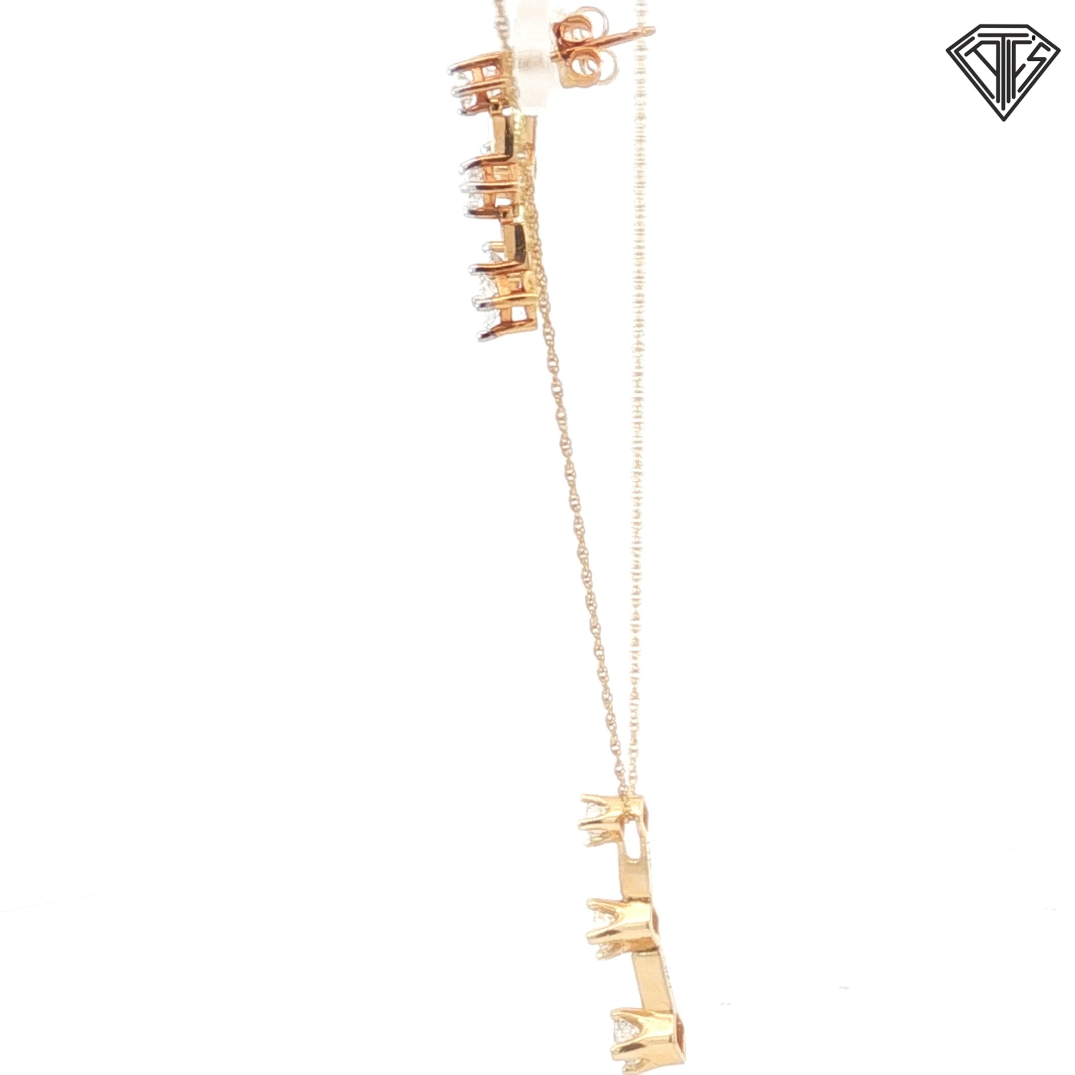 14k Yellow Gold 1.00ct F SI1 Princess Cut Diamond Present, Past and Future Earrings / Pendant Set