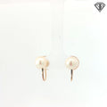 14k Yellow Gold Vintage Pearl Screw on Drop Earrings Non Pursed 7mm