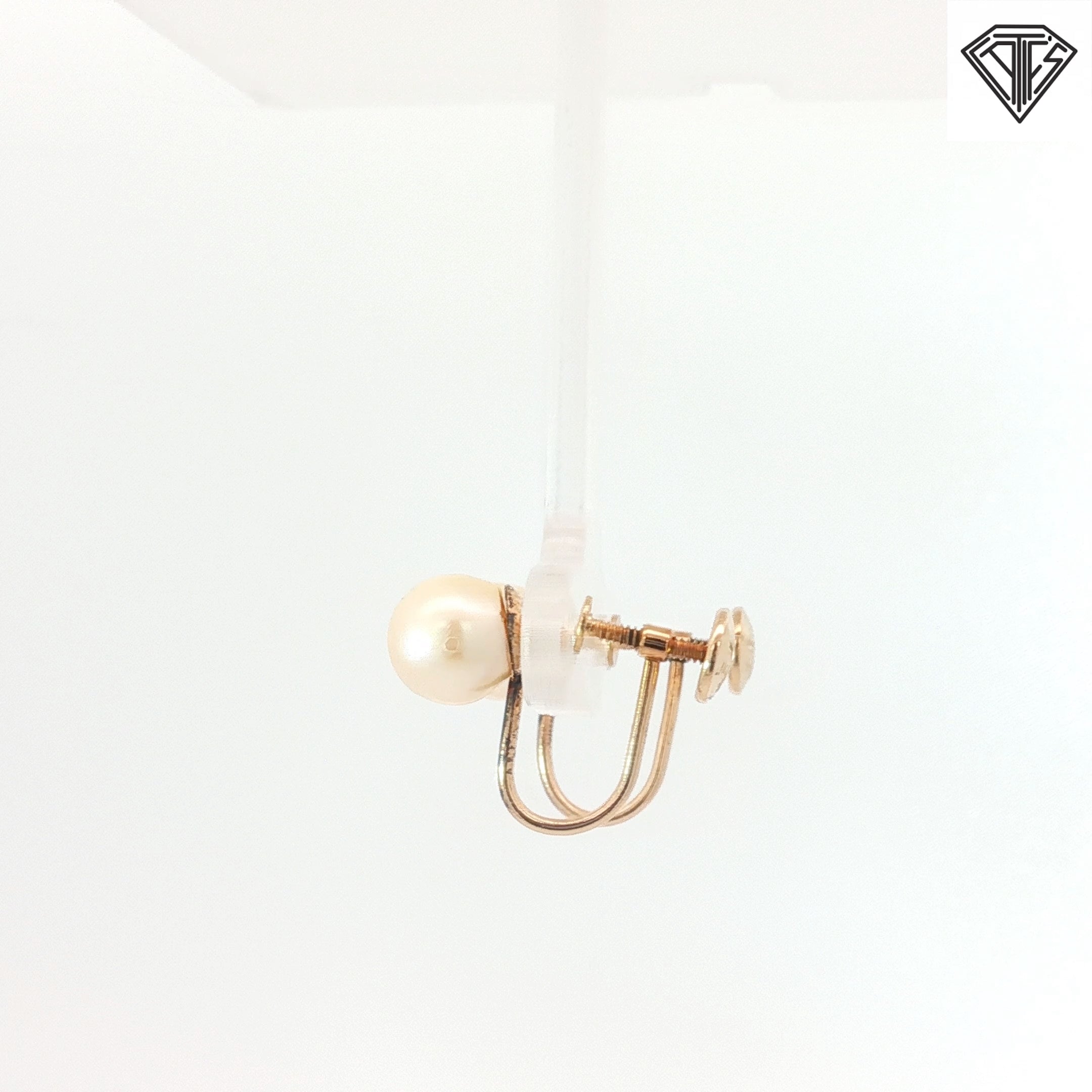 14k Yellow Gold Vintage Pearl Screw on Drop Earrings Non Pursed 7mm