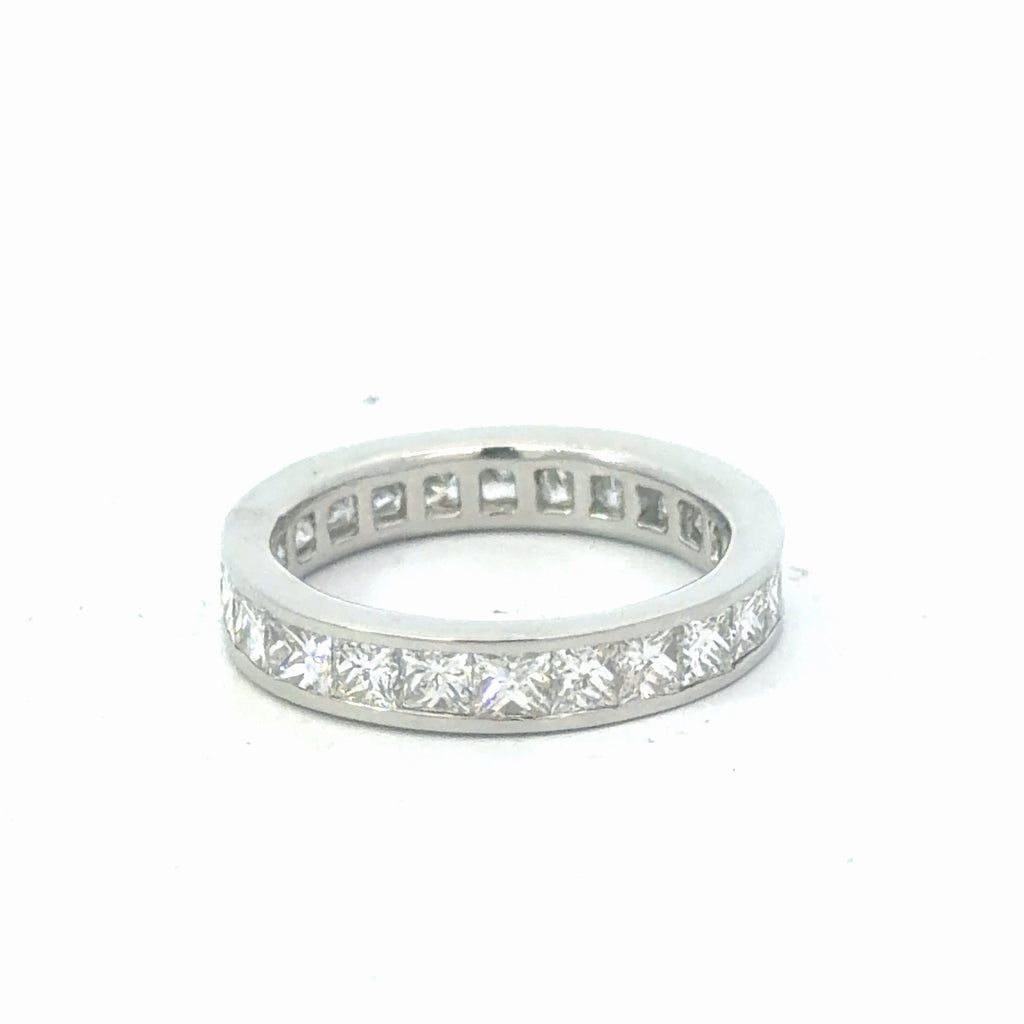 Platinum 3.00ct E/F VS1 Princess Cut Eternity Band Size 6.5