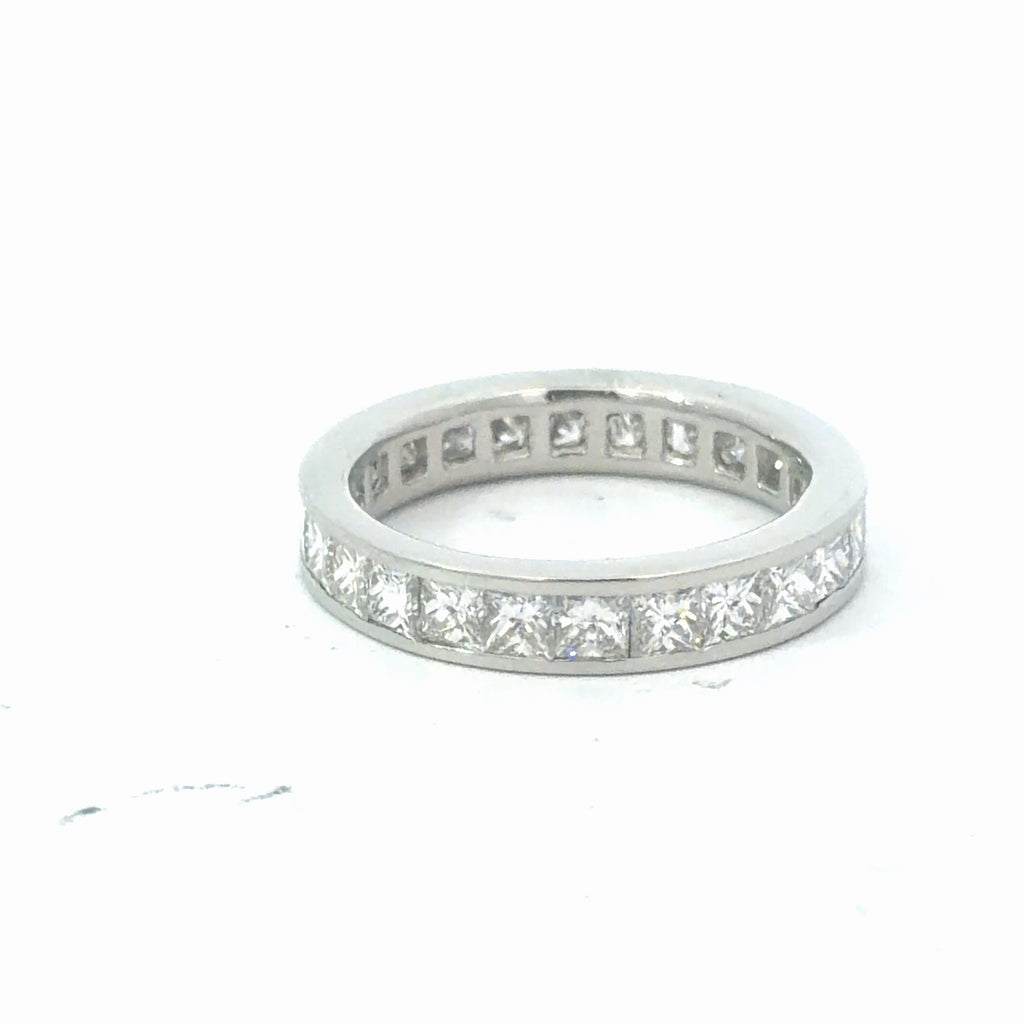 Platinum 3.00ct E/F VS1 Princess Cut Eternity Band Size 6.5