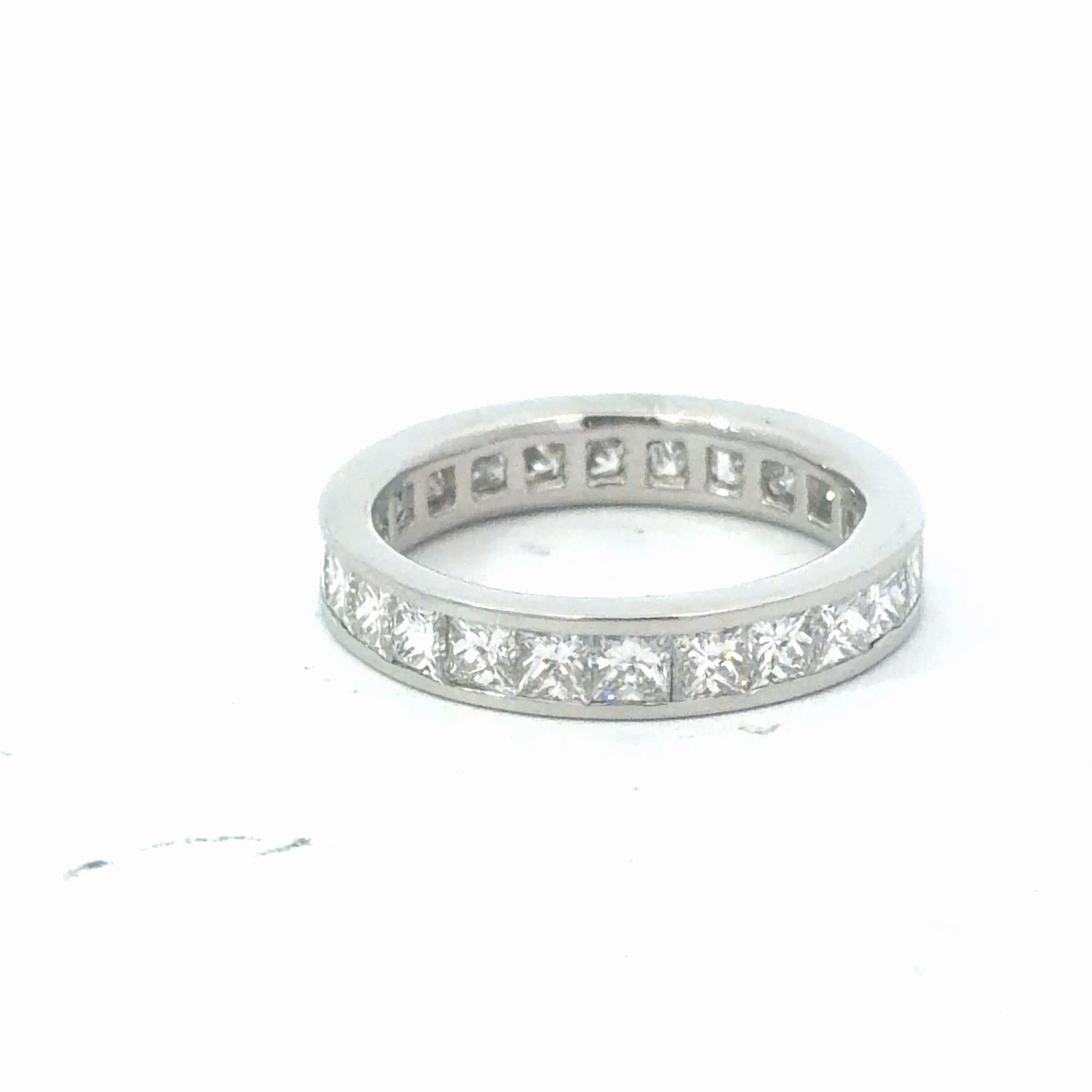 Platinum 3.00ct E/F VS1 Princess Cut Eternity Band Size 6.5