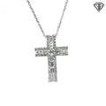 18k White Gold 1.02ct F VS1 Round and Baguette Designer Cross