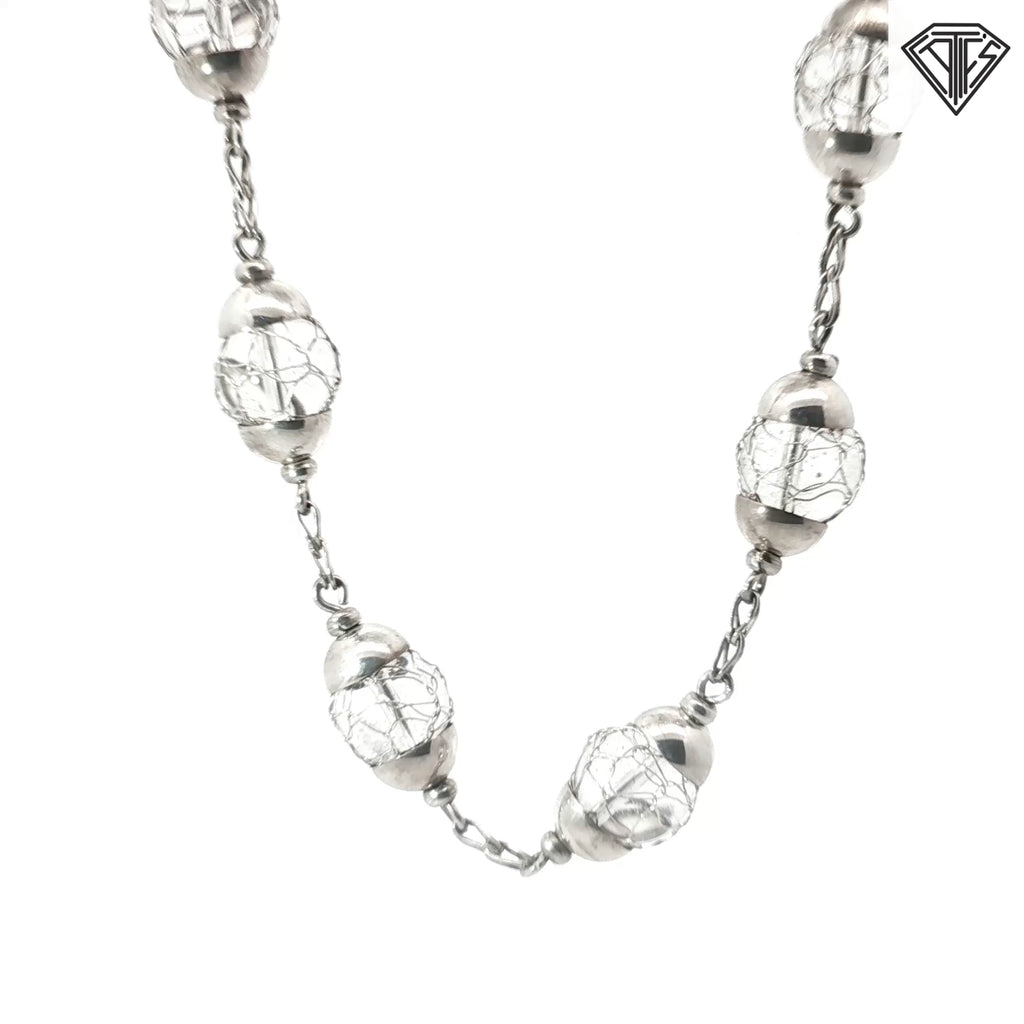 Pre-Loved Ilaria Handmade Peruvian Sterling Silver Rock Crystal Necklace 22"inch