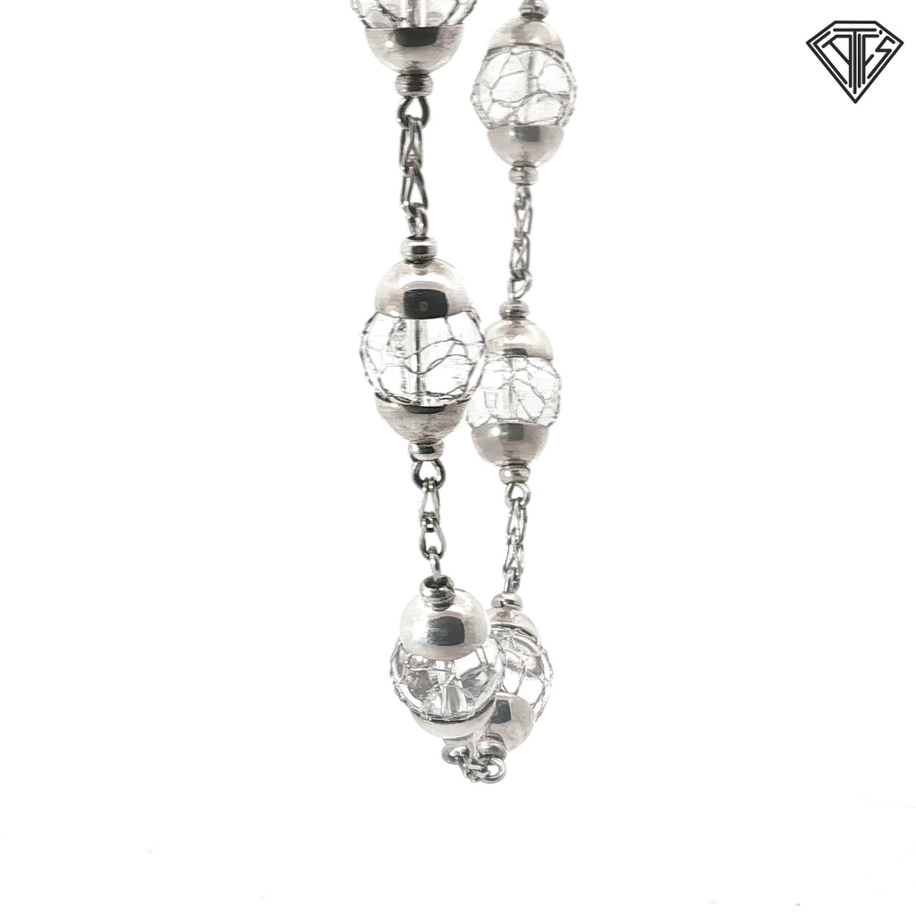 Pre-Loved Ilaria Handmade Peruvian Sterling Silver Rock Crystal Necklace 22"inch