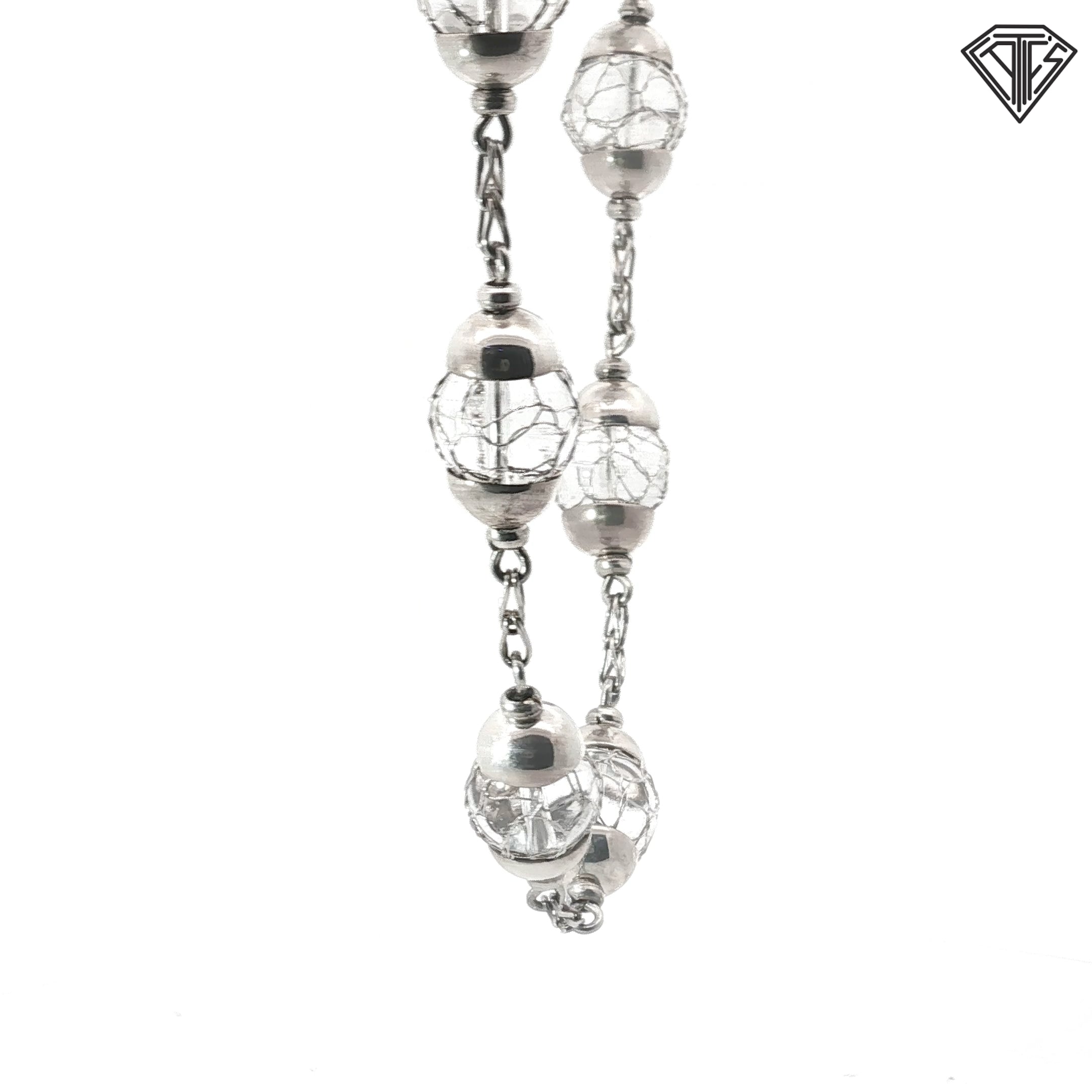 Pre-Loved Ilaria Handmade Peruvian Sterling Silver Rock Crystal Necklace 22"inch