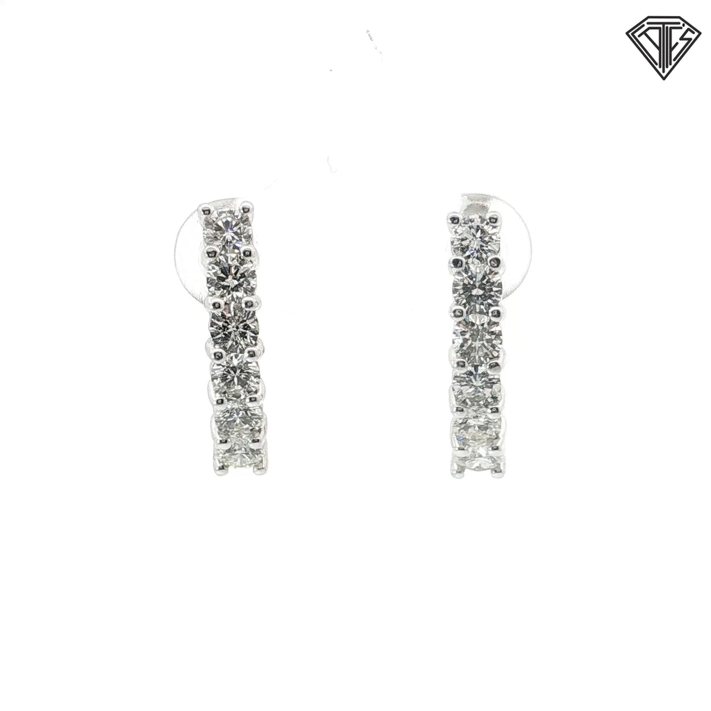 14k White Gold 1.65ct G VS2 Oval Diamond Hoop/ Huggies Earrings
