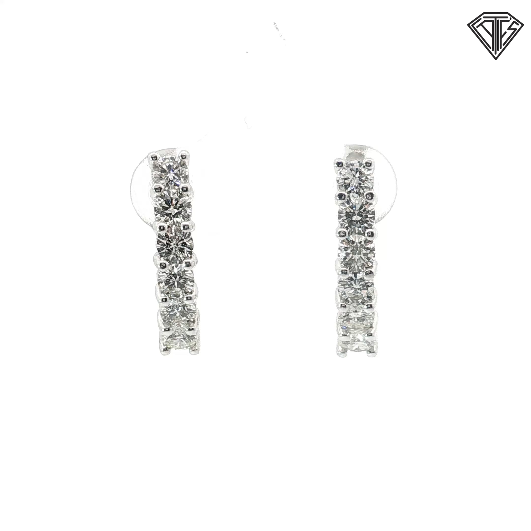 14k White Gold 1.65ct G VS2 Oval Diamond Hoop/ Huggies Earrings