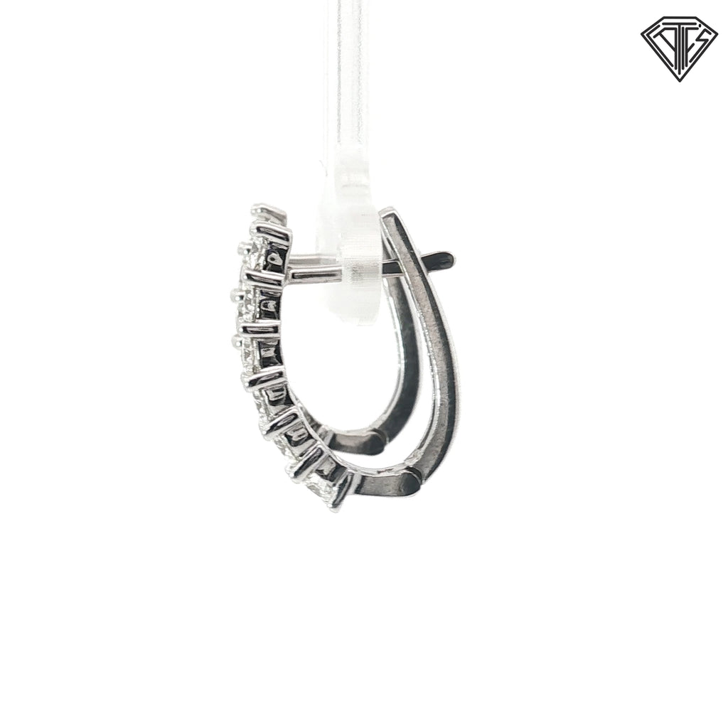 14k White Gold 1.65ct G VS2 Oval Diamond Hoop/ Huggies Earrings