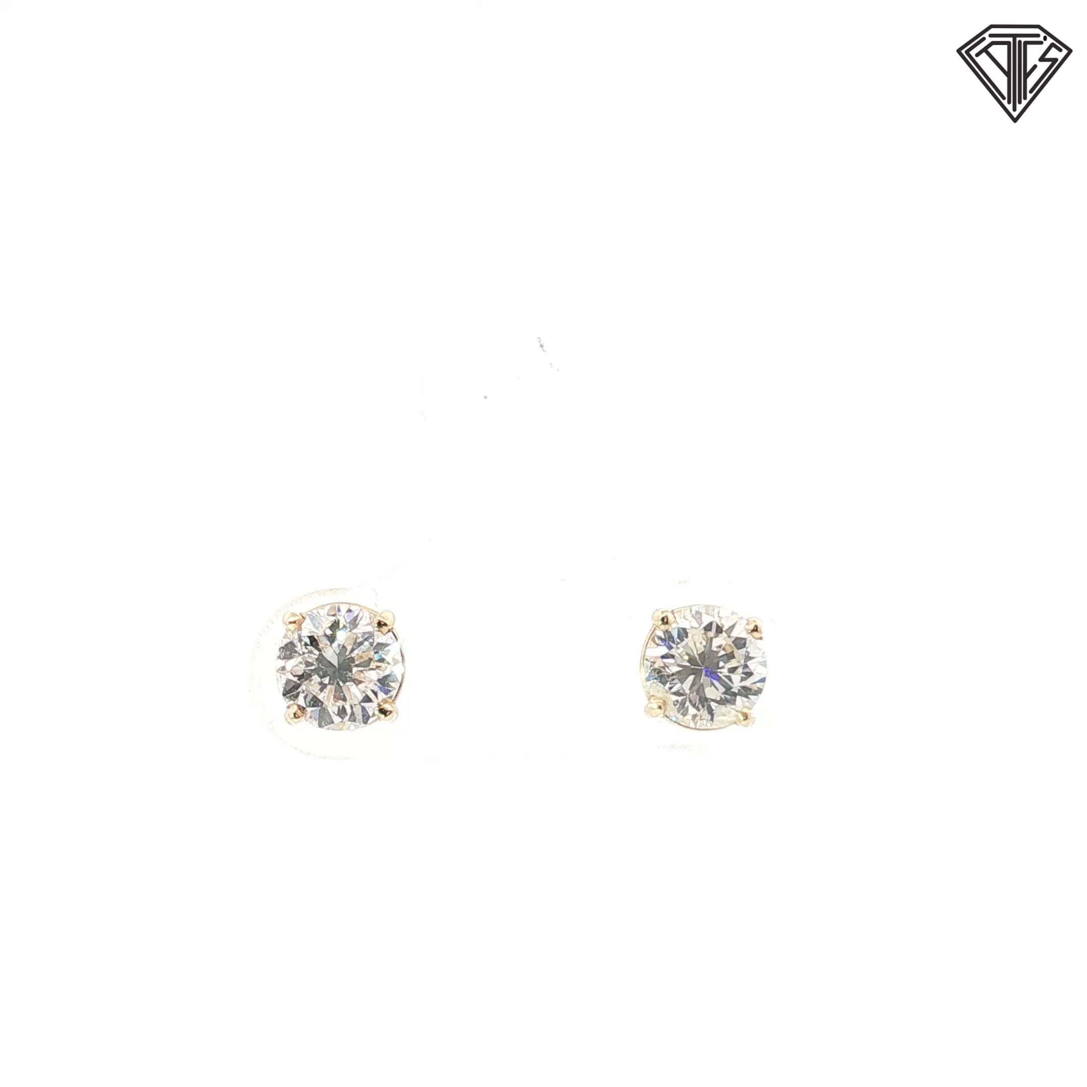 14k Yellow Gold 1.48ct H SI2 Round Diamond Stud Earrings