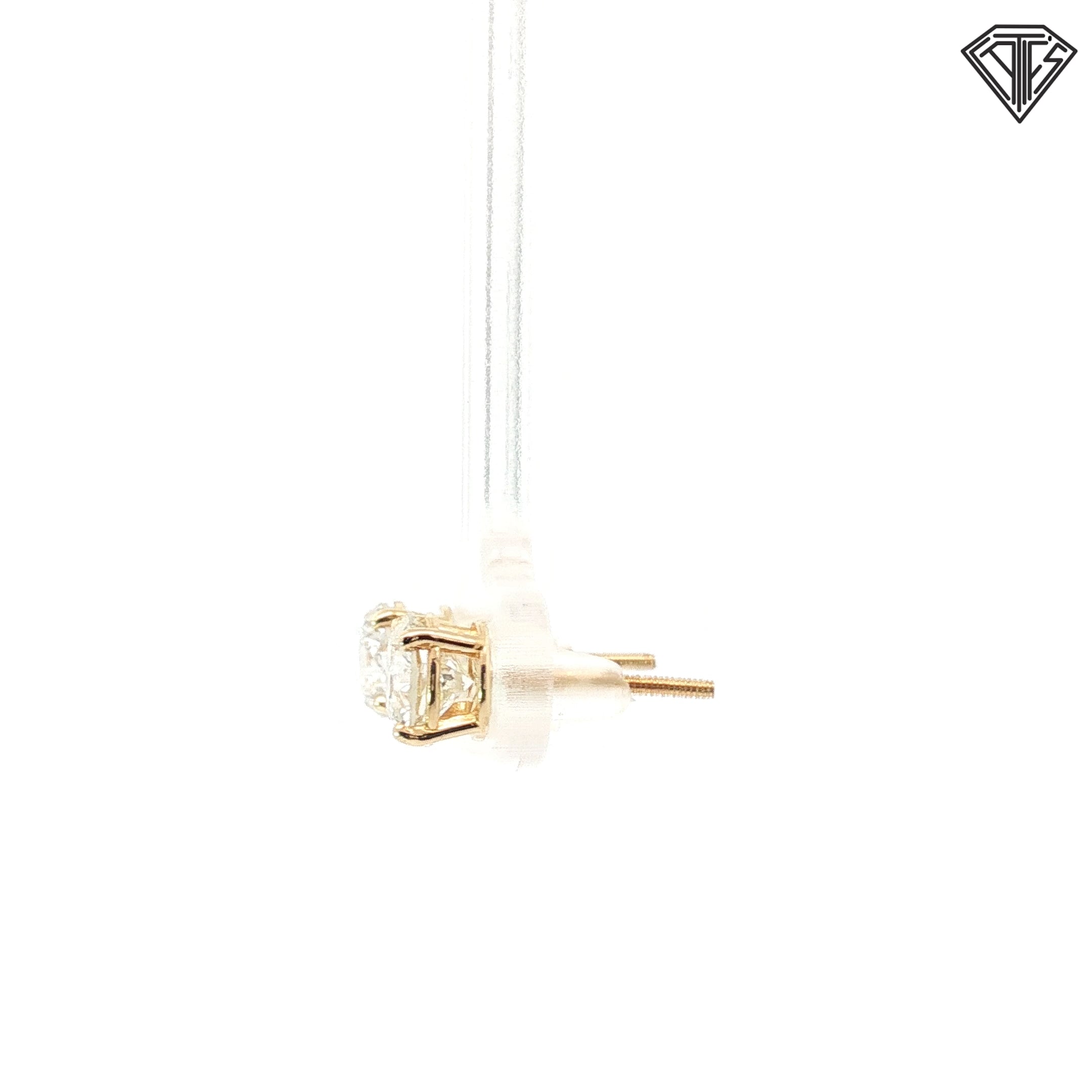 14k Yellow Gold 1.48ct H SI2 Round Diamond Stud Earrings