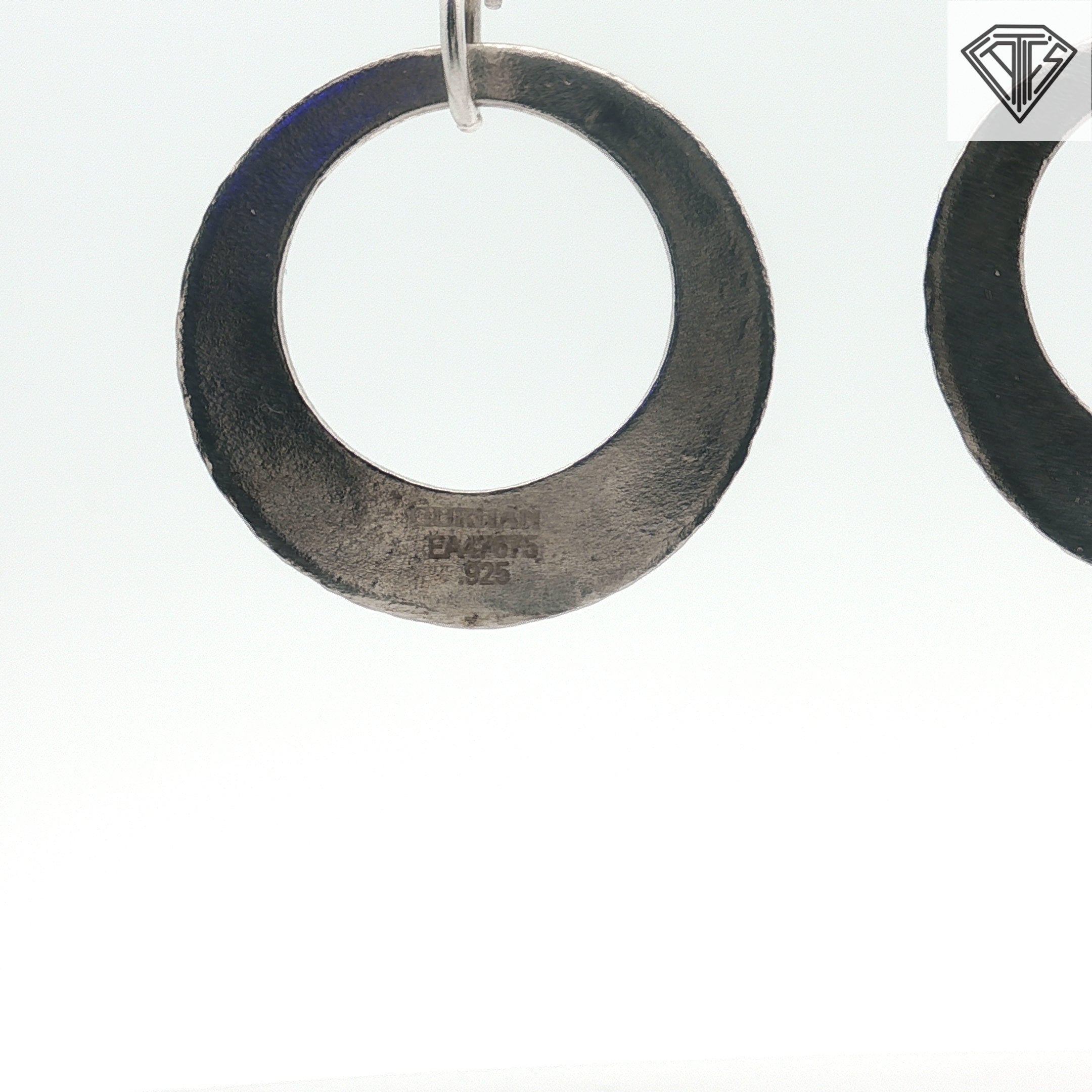 Pre-Loved Durham 14k Yellow Gold and Silver Hammered Circle Hoop Earrings 1"inch