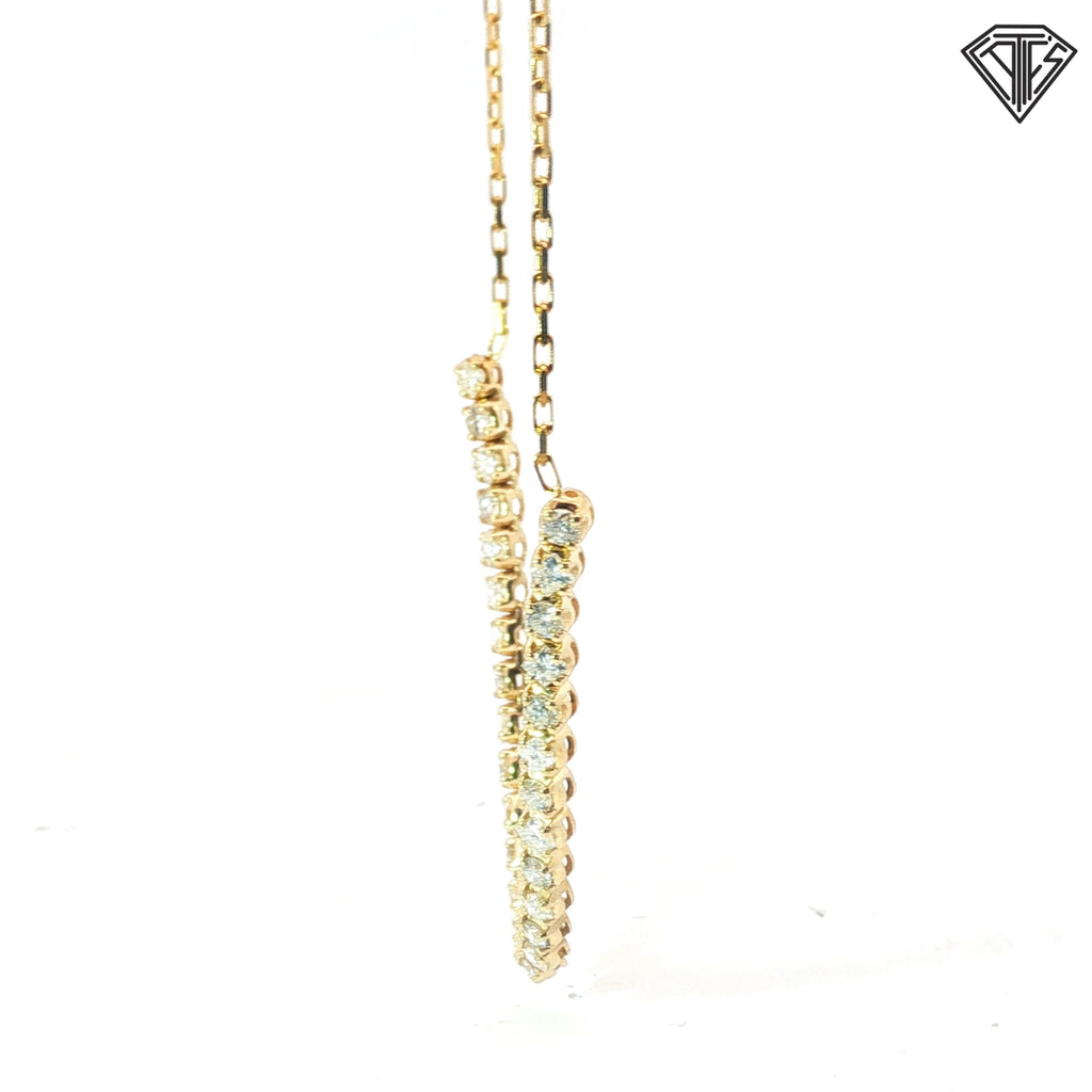14k Yellow Gold 2.50ct G VS2 Princess Cut and Round Diamond Tennis Paper Clip Necklace 18"inch
