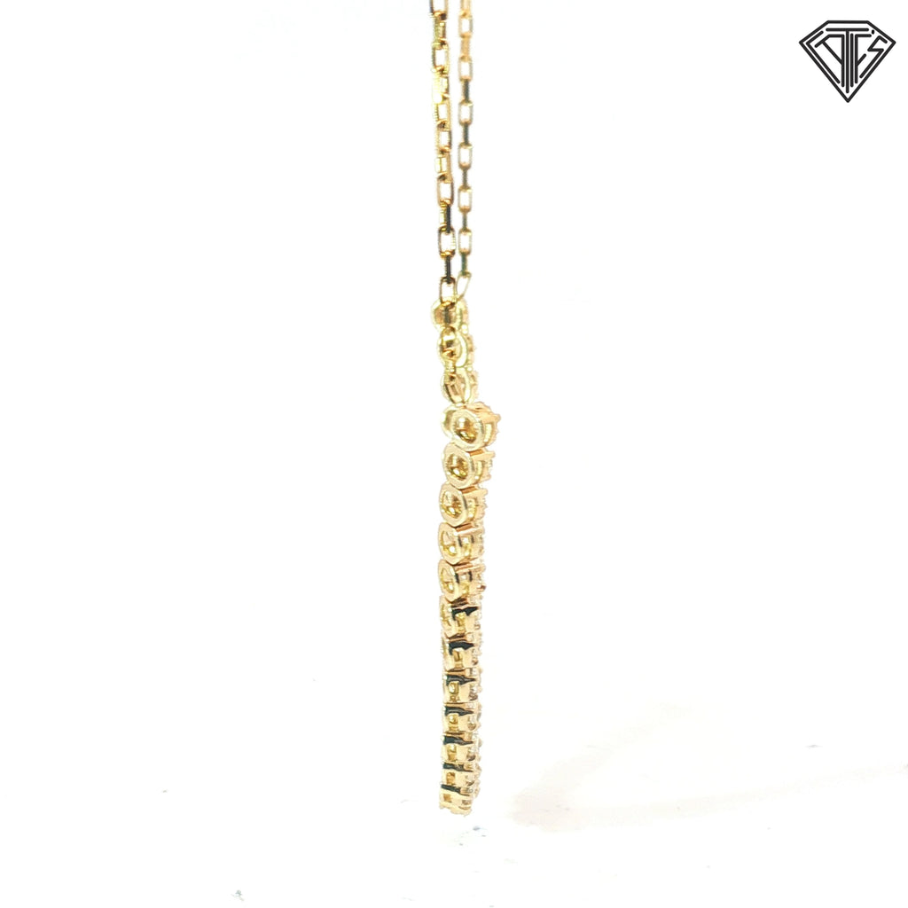 14k Yellow Gold 2.50ct G VS2 Princess Cut and Round Diamond Tennis Paper Clip Necklace 18"inch