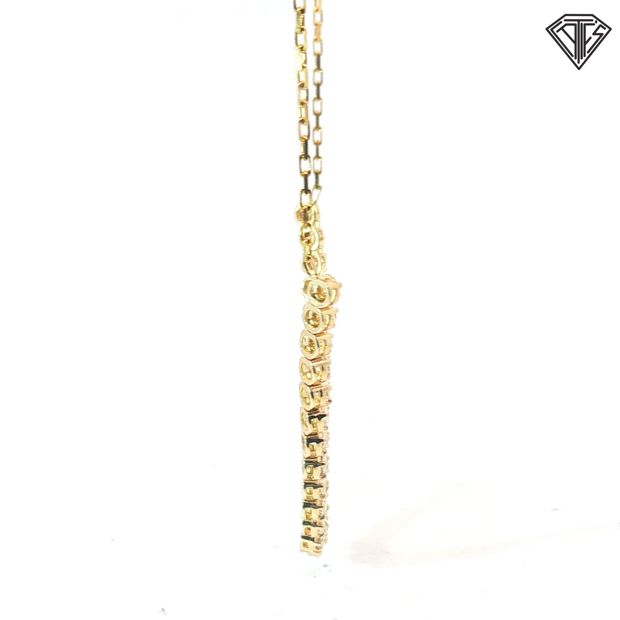 14k Yellow Gold 2.50ct G VS2 Princess Cut and Round Diamond Tennis Paper Clip Necklace 18"inch