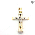 14k Two Tone Crucifix Cross Pendant 4.9 gram