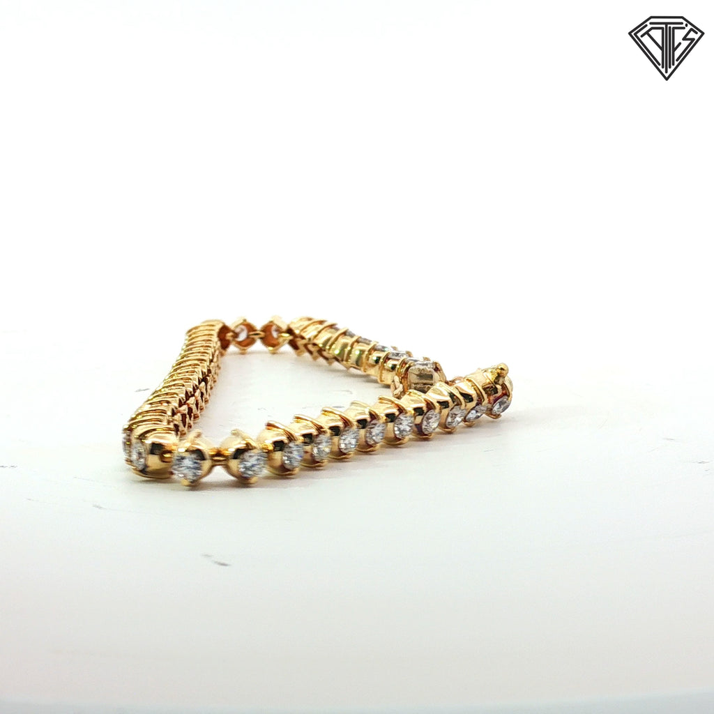 14k Yellow Gold 4.00ct G VS2 Round Diamond Tennis Bracelet 8"inch
