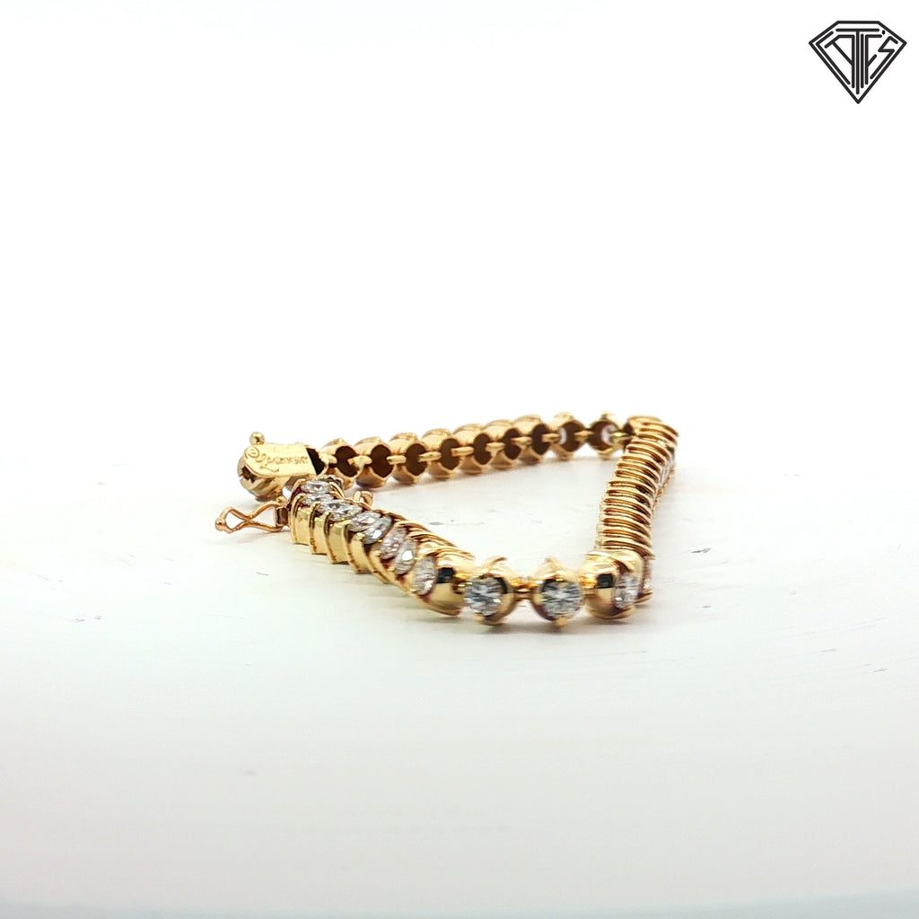 14k Yellow Gold 4.00ct G VS2 Round Diamond Tennis Bracelet 8"inch