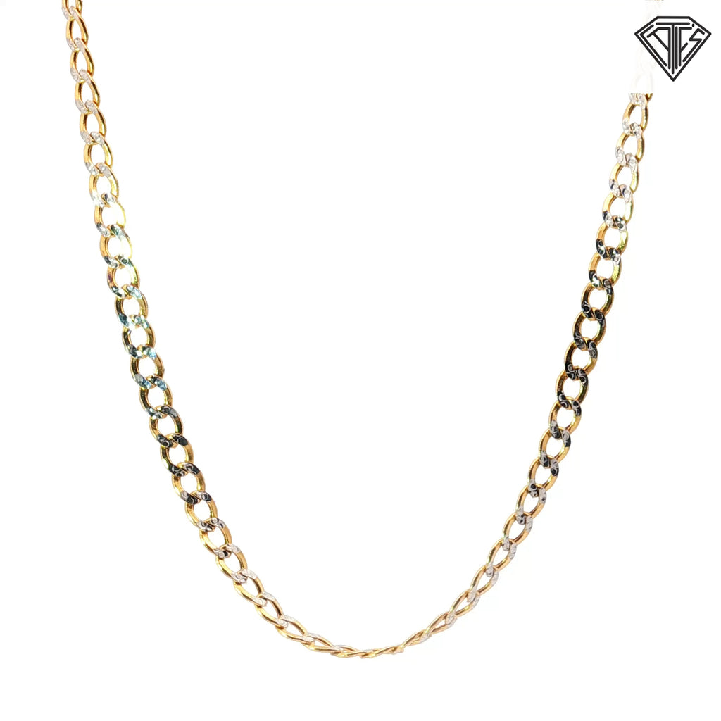 14k Yellow Gold Hollow Diamond Cut Curb Choker Necklace 3.5 gram 15 1/2"