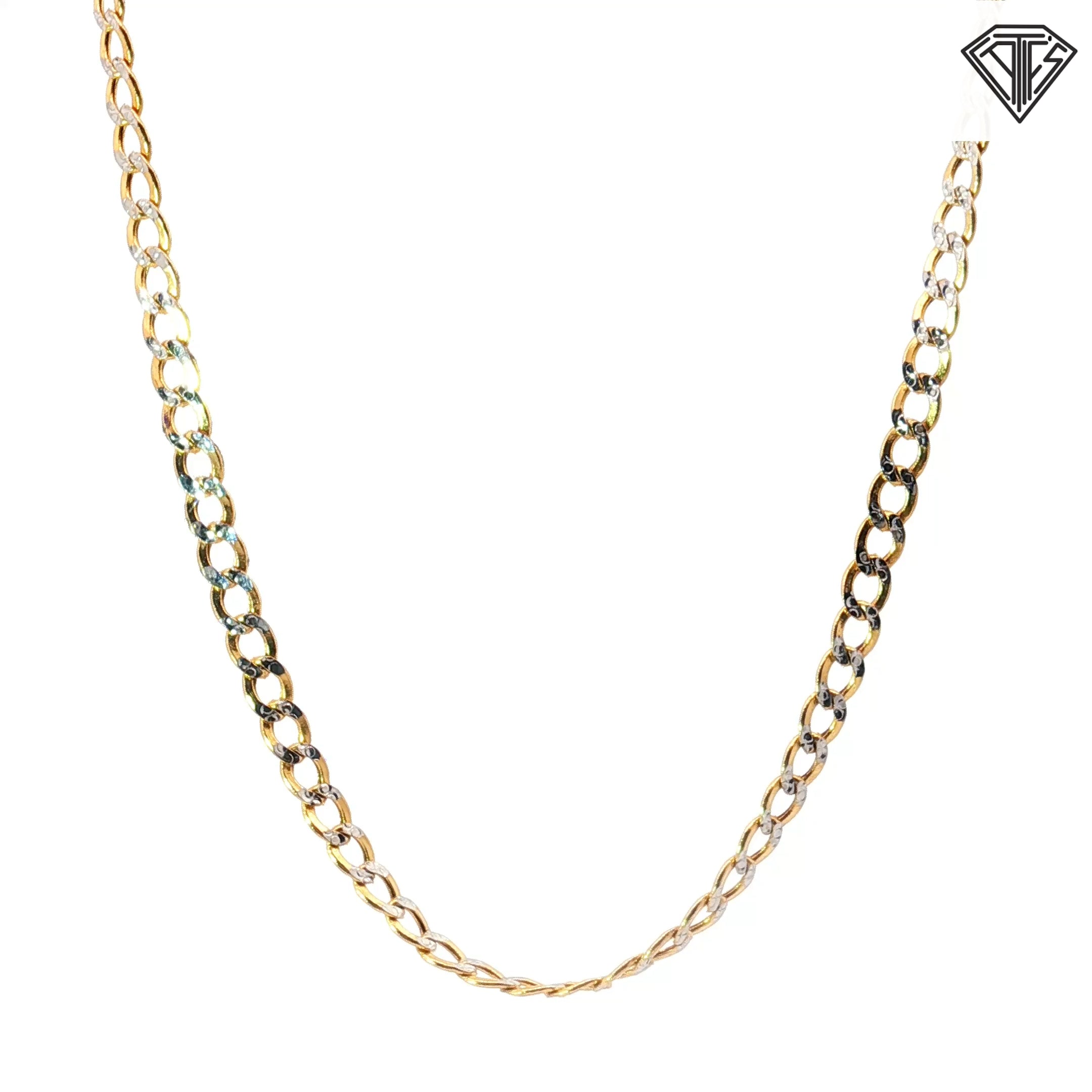 14k Yellow Gold Hollow Diamond Cut Curb Choker Necklace 3.5 gram 15 1/2"