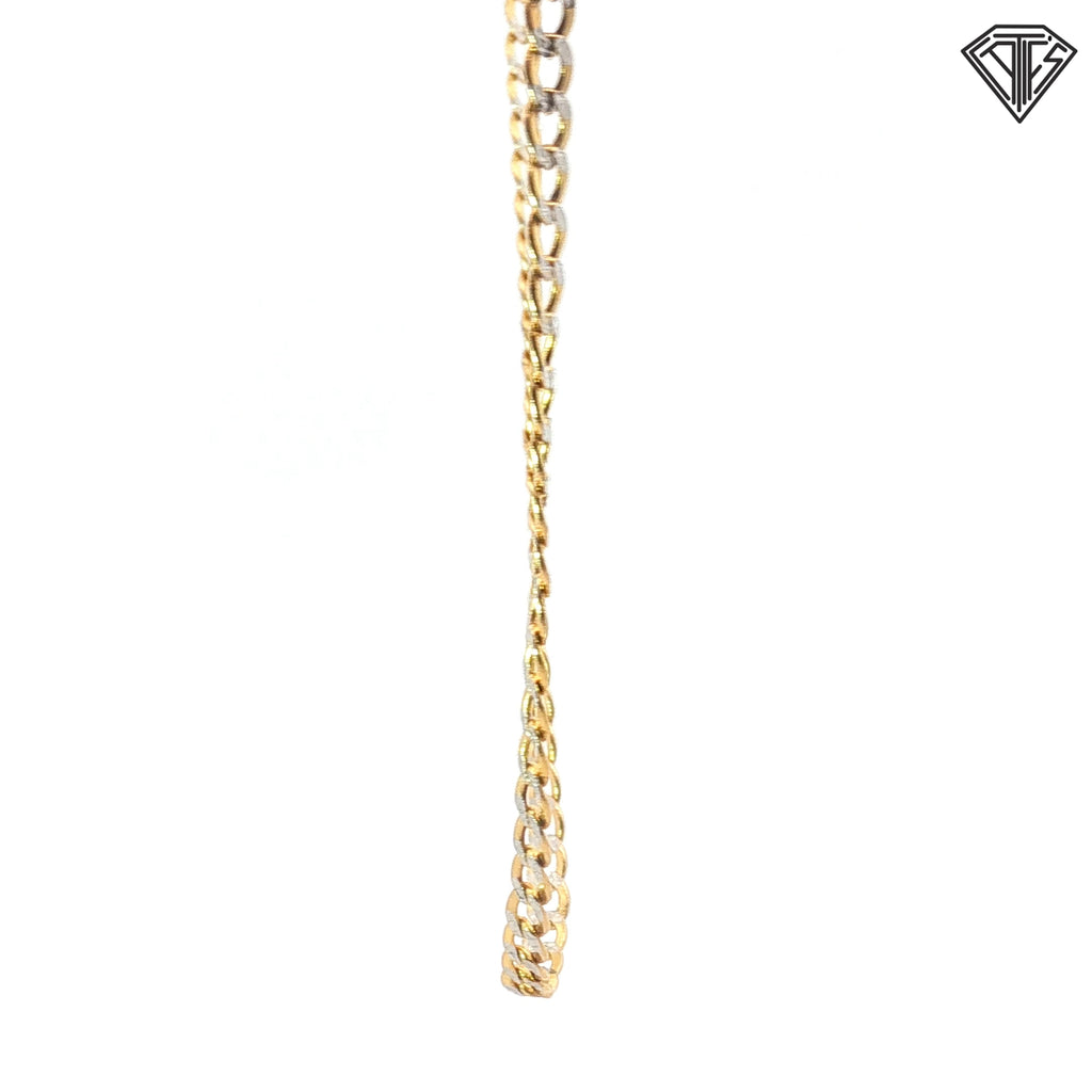 14k Yellow Gold Hollow Diamond Cut Curb Choker Necklace 3.5 gram 15 1/2"