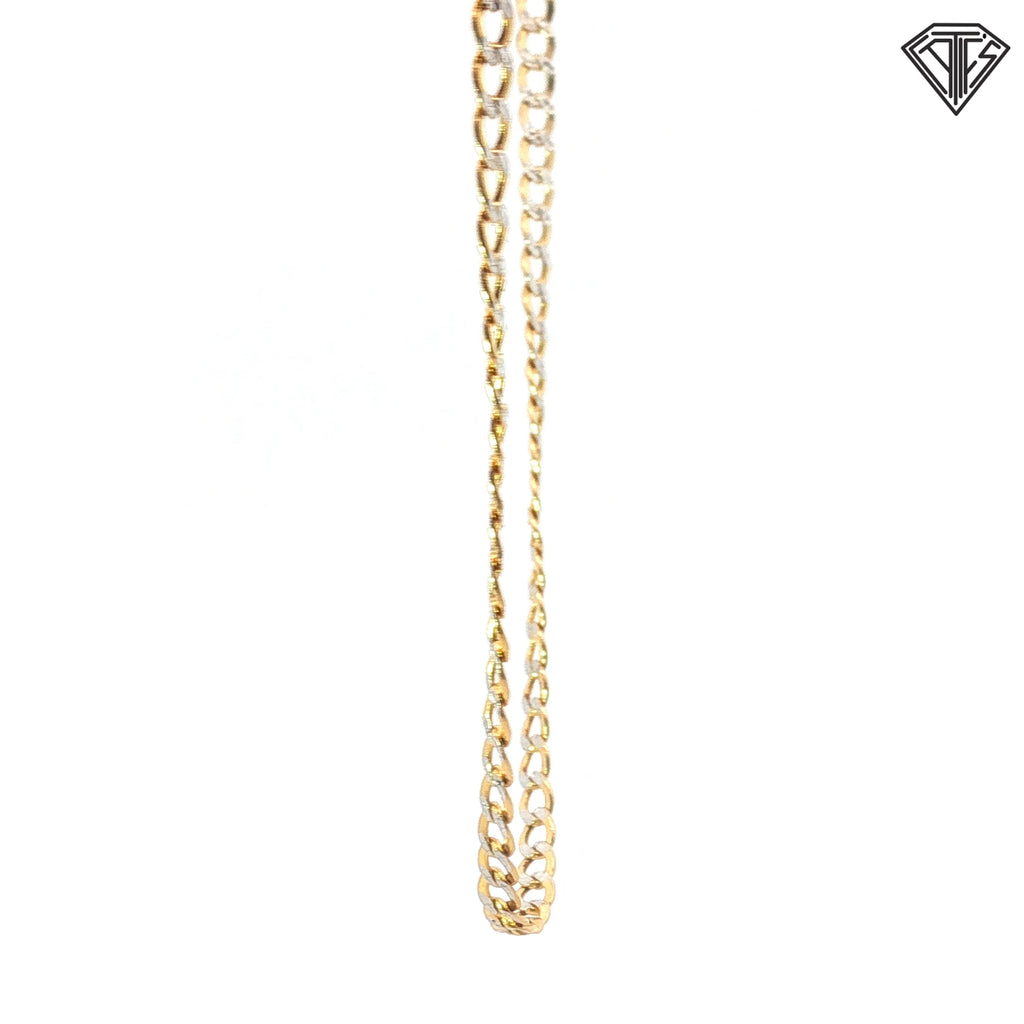 14k Yellow Gold Hollow Diamond Cut Curb Choker Necklace 3.5 gram 15 1/2"
