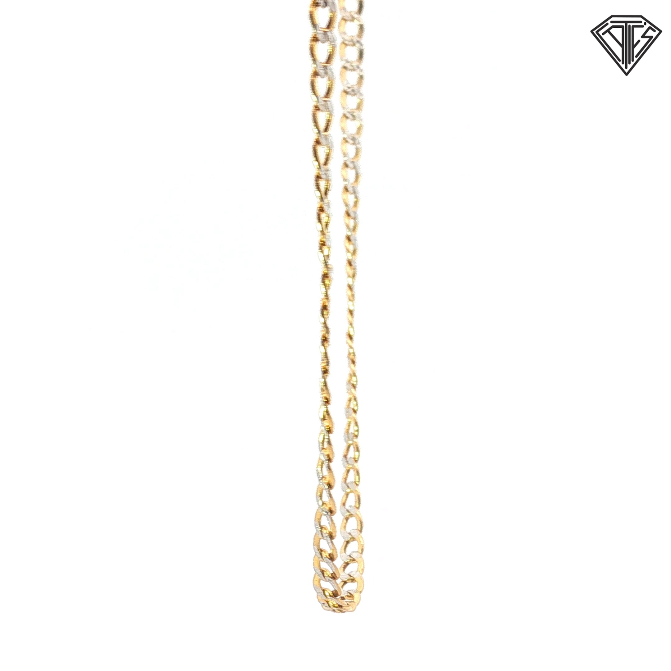 14k Yellow Gold Hollow Diamond Cut Curb Choker Necklace 3.5 gram 15 1/2"
