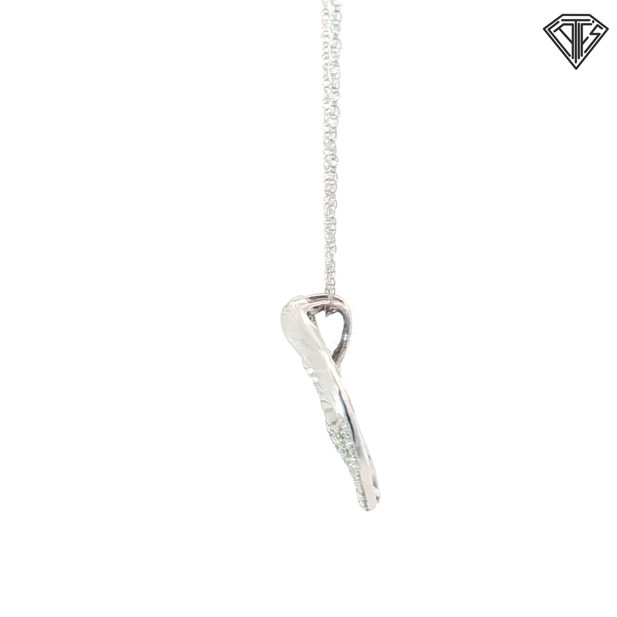 14k White Gold .35ct G VS2 Round Diamond Mermaid with Diamond Tail Pendant