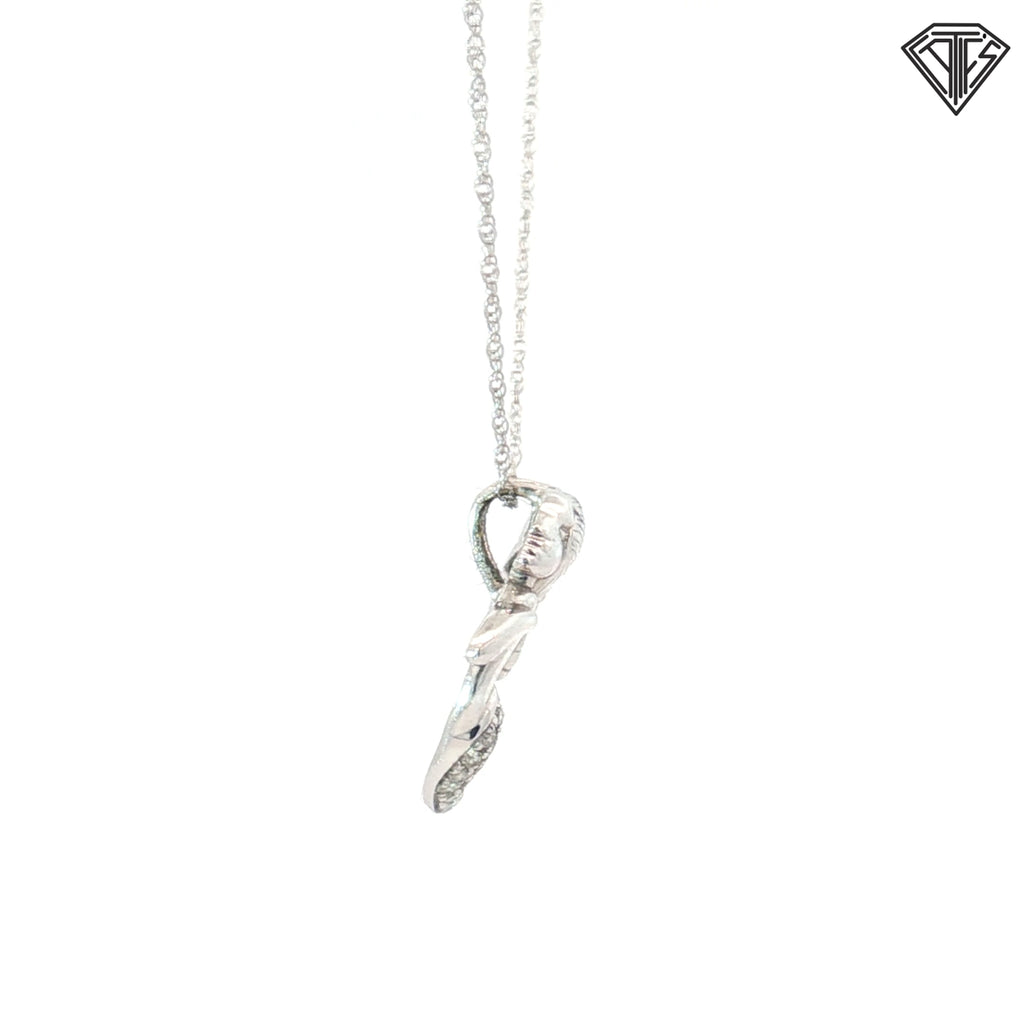 14k White Gold .35ct G VS2 Round Diamond Mermaid with Diamond Tail Pendant