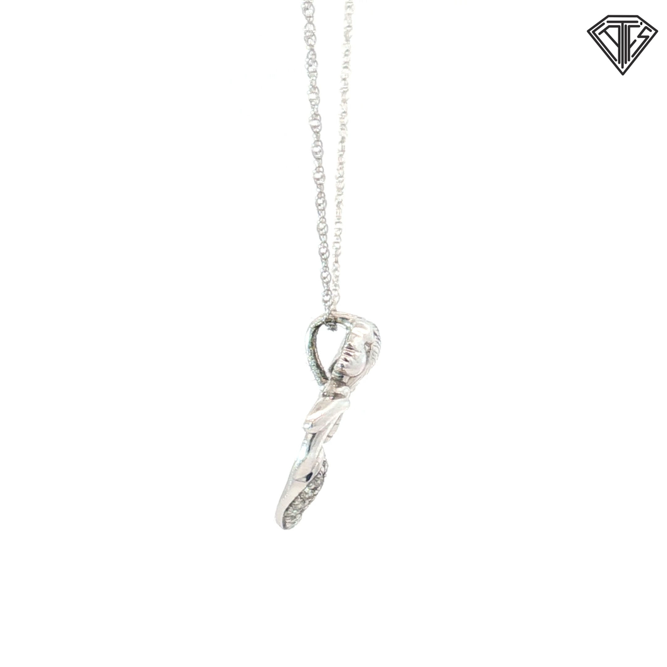 14k White Gold .35ct G VS2 Round Diamond Mermaid with Diamond Tail Pendant