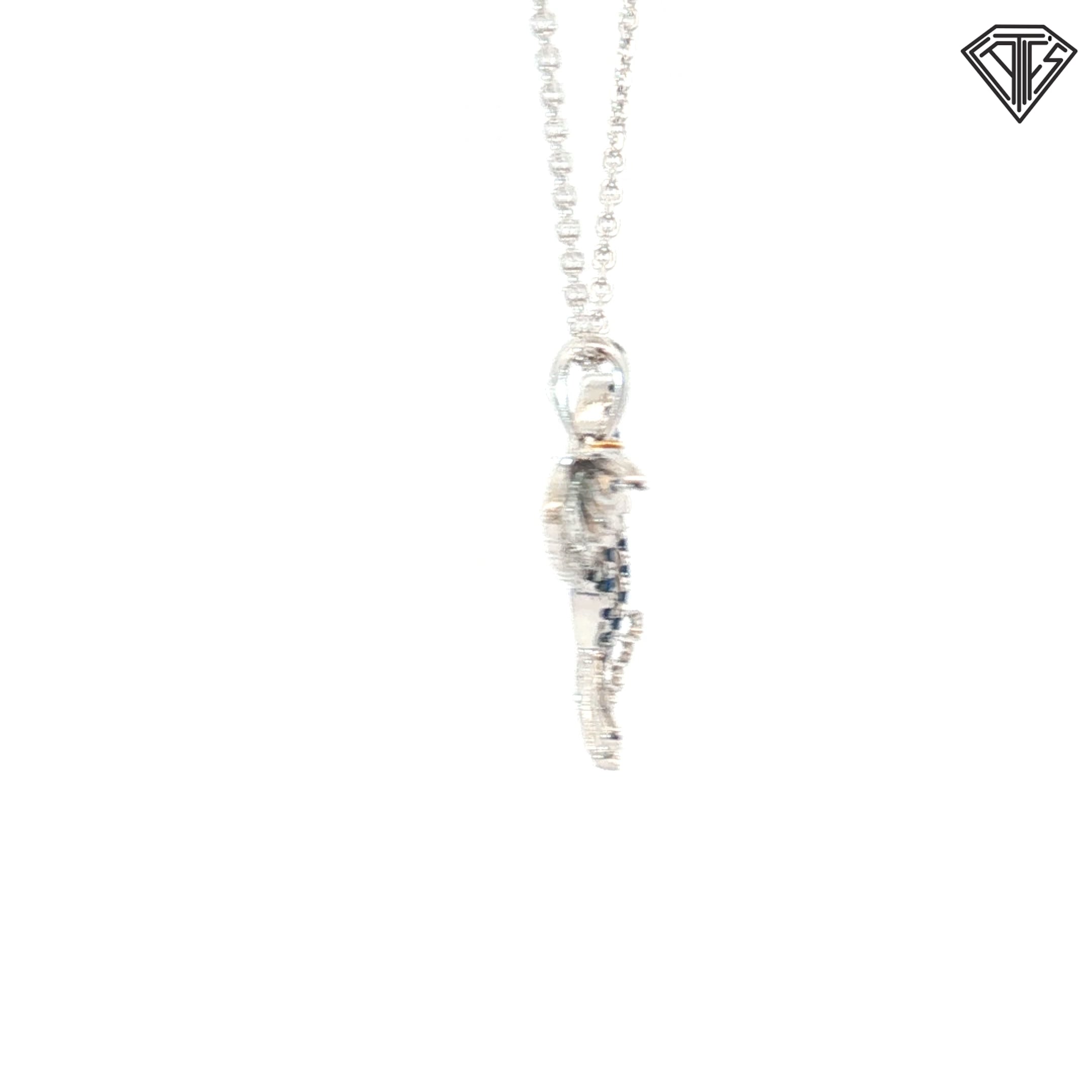 14k Two Tone Gold .25ct Sapphire /.02ct G SI1 Round Diamond Humming Bird Pendant