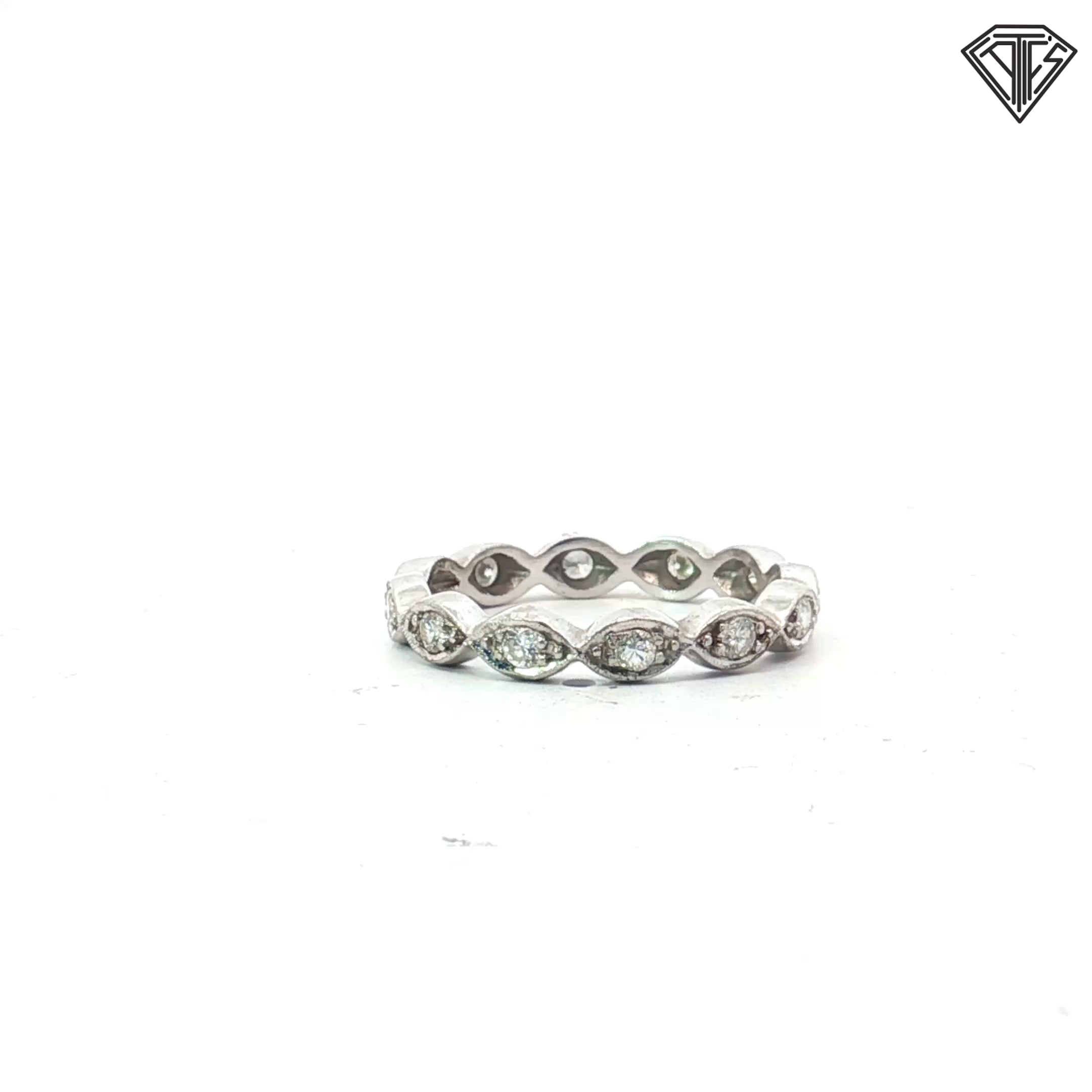 Platinum Vintage .30ct F VS2 Round Diamond Eternity Band Size 7